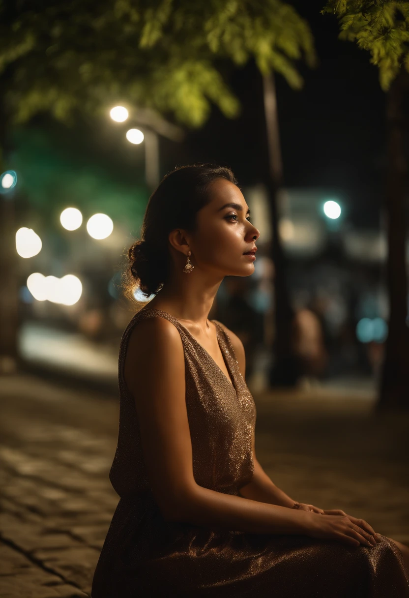 um hansohee sentado em um banco no parque, luzes noturnas, Luzes da cidade, luar, Noite4k, Fujifilm XT3, 8k, Maximum result, fotografado em um Kodak, fotografia premiada, (ultra realistic:1.5), (best quality:1.5), fotorrealista, Textura detalhada da pele, master part, (fotorrealista:1.4), Foto RAW, sombreamento perfeito, realismo, fotografia,textura detalhada do rosto, Detailed texture of the lips, detalhe orelha, Detalhe Olho, profundidade de campo,
