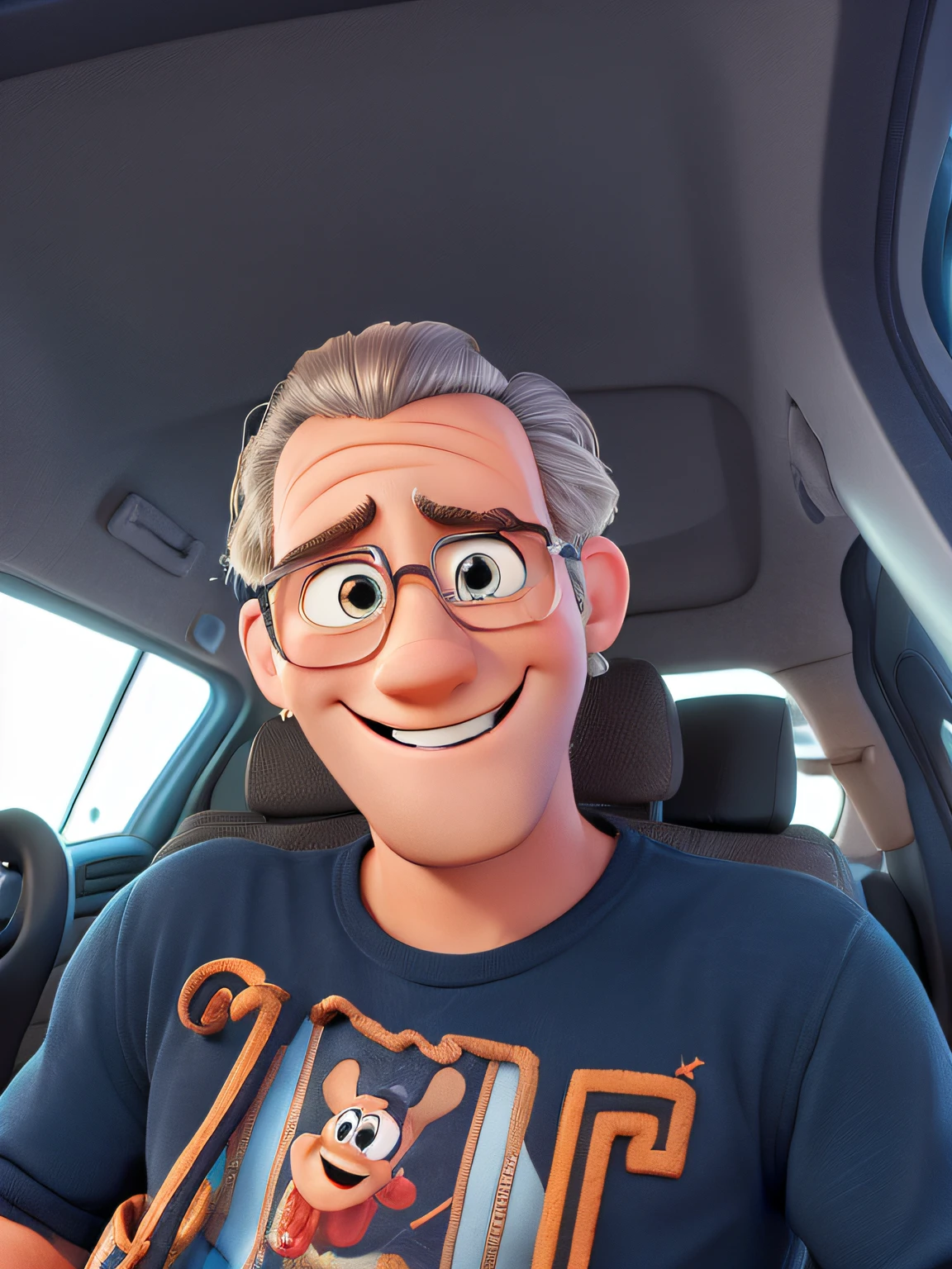 man smiling disney pixar cartoon style,