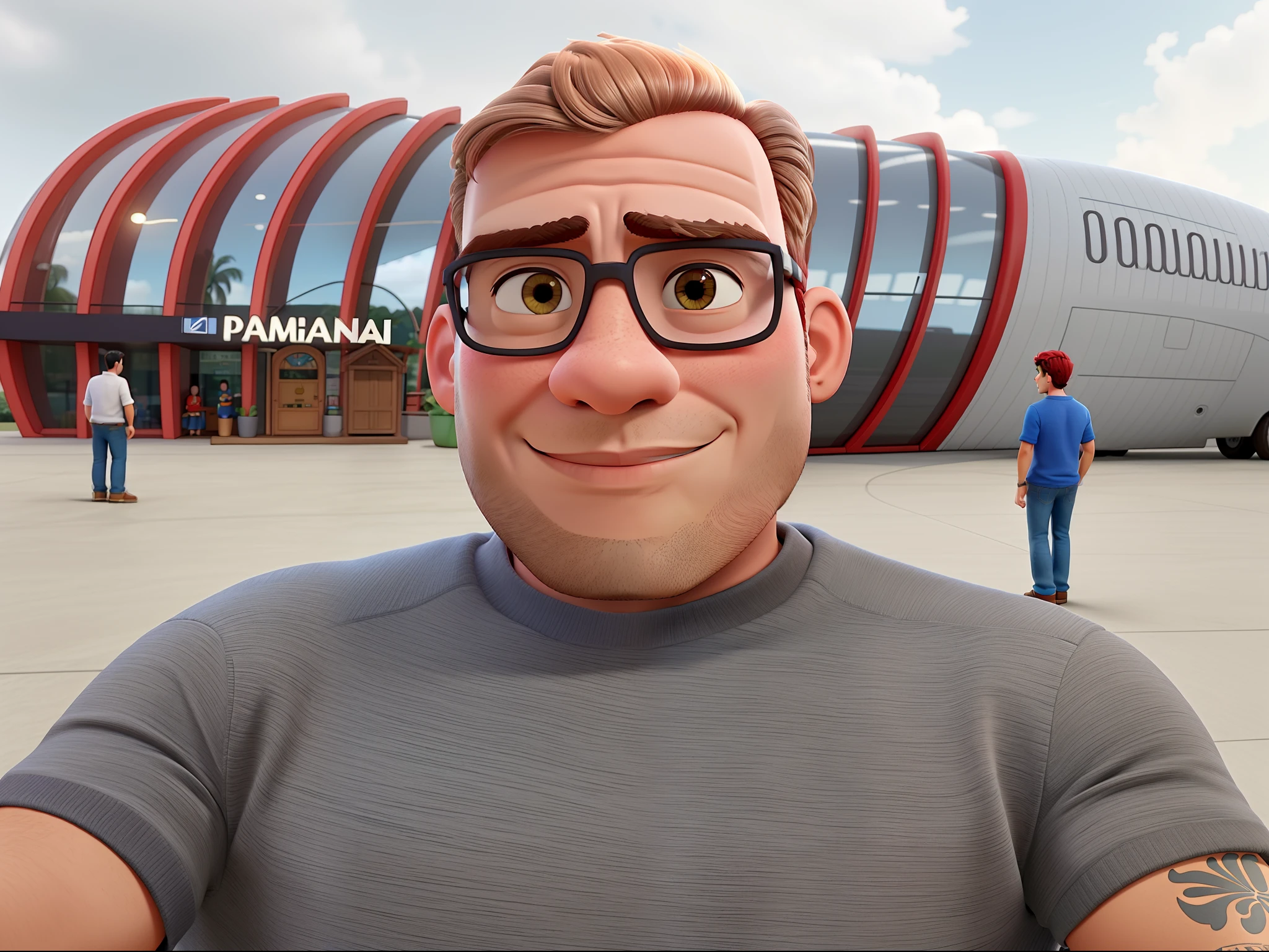 Homem moreno, de frente, alta qualidade, estilo pixar