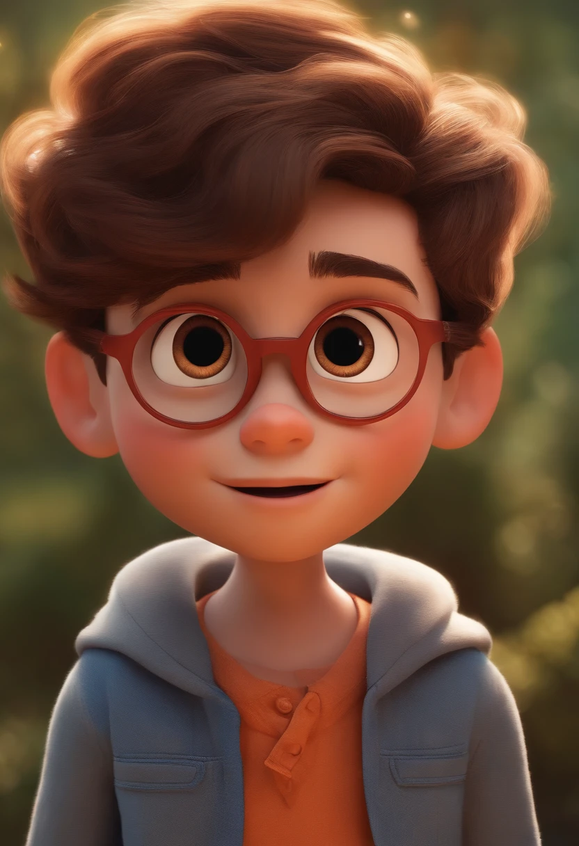 Image of a boy for a story in a YouTube video in Pixar format, He's the little allabester, He's the class leader, He's outgoing, Playful and gets up for a lot of things, cabelo curto
