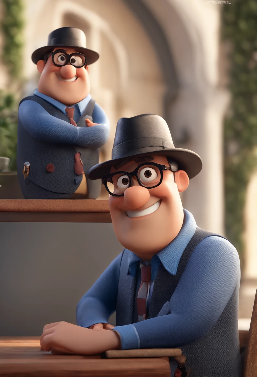 Cartoon character of a man with black glasses and a blue shirt, animation character, Caractere estilizado, animation style rendering, 3D estilizado, Arnold Maya render, 3 d render stylized, toon render keyshot, Personagem 3D, Personagem 3D, 3d rendering stylized, 3 d character render, personagem de desenho animado, Personagem de close up, Pose de personagem, (Estilo Pixar) (master part:1.2) (Bokeh) (best quality) (pele detalhada) (textura detalhada) (8k) (argila) (Cinematic lighting) (foco nítido