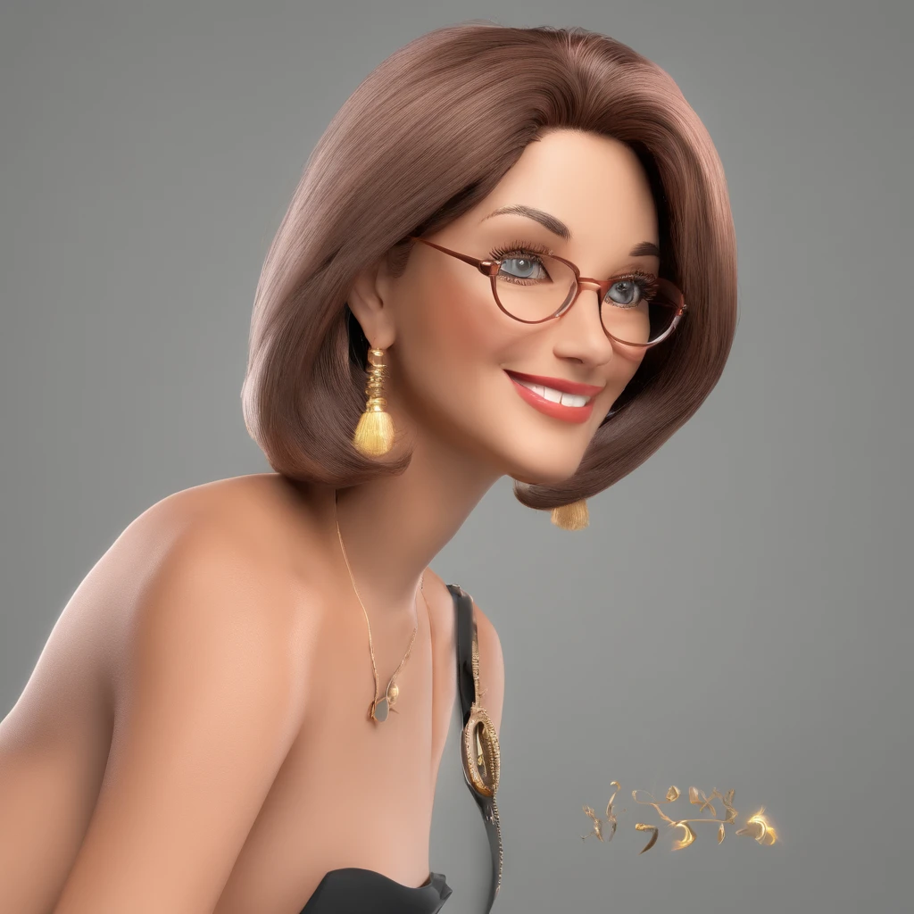Criar senhora de 60 anos, cabelos lisos e pretos, altura dos ombros, oculos, estilo Disney, fazendo artesanato, rosto redondo