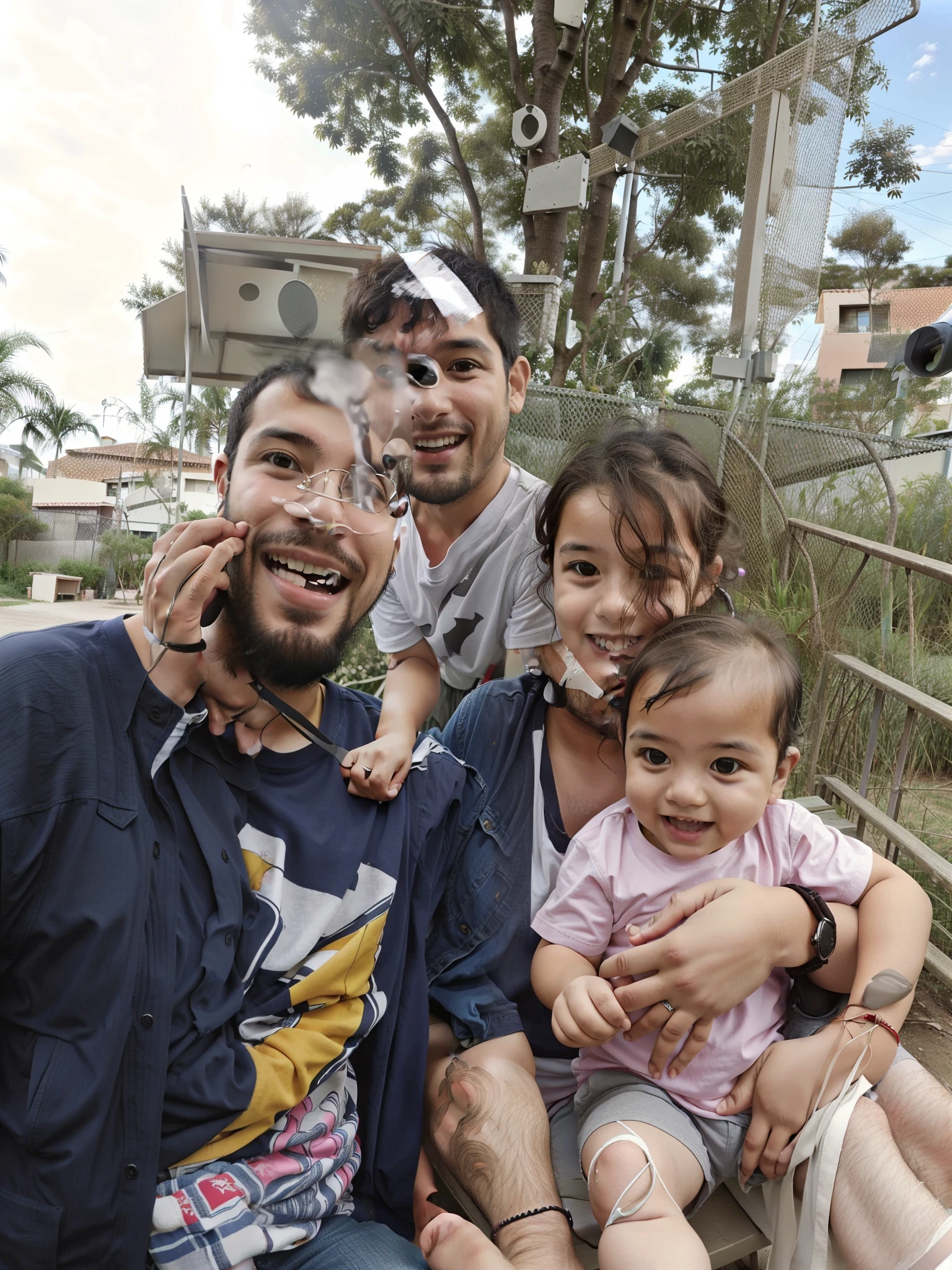 there are two people sitting on a bench with a , marido esposa e filho, Directed by: Nandor Soldier, Happy family, with a kid,mily dinner, vacation photo, Family photo, Riyahd Cassiem, divertindo-se, foto de perfil, Directed by: Robbie Trevino, 8k 50mm iso 10, foto de perfil, caio santos