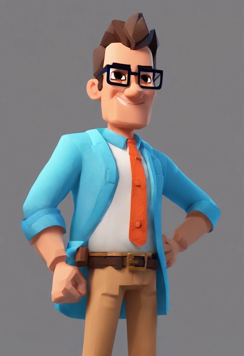 Cartoon character of a man with black glasses and a blue shirt, animation character, Caractere estilizado, animation style rendering, 3D estilizado, Arnold Maya render, 3 d render stylized, toon render keyshot, Personagem 3D, Personagem 3D, 3d rendering stylized, 3 d character render, personagem de desenho animado, Personagem de close up, Pose de personagem, (Estilo Pixar) (master part:1.2) (Bokeh) (best quality) (pele detalhada) (textura detalhada) (8k) (argila) (Cinematic lighting) (foco nítido