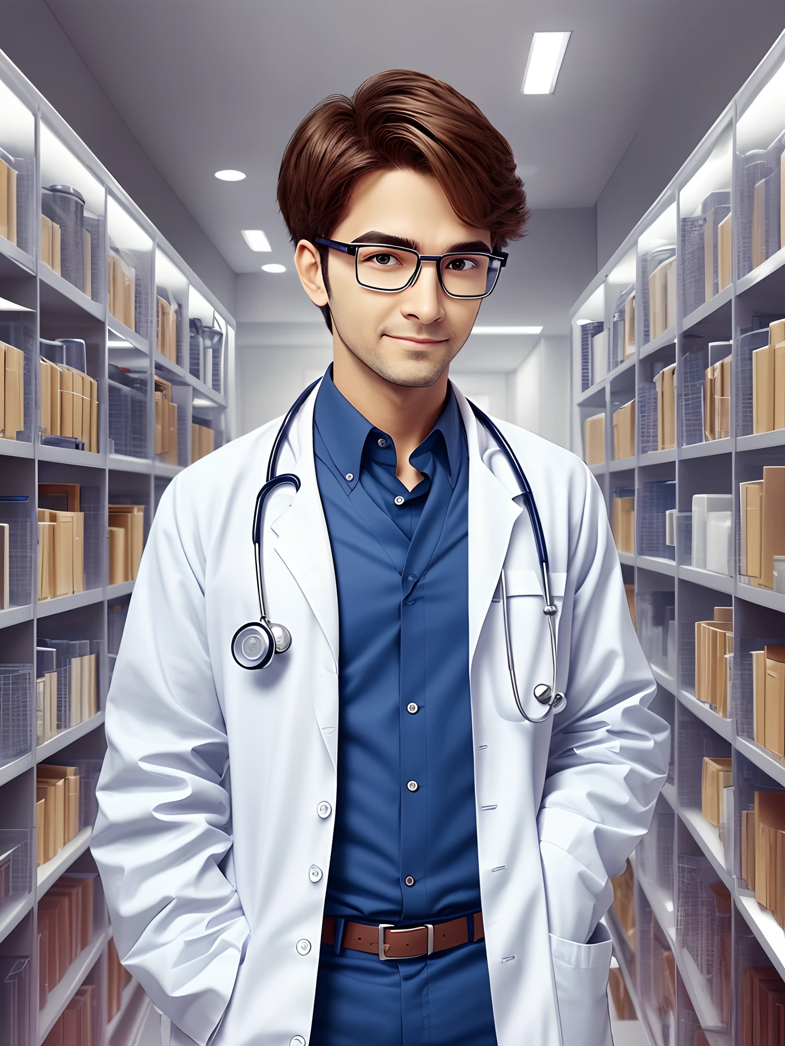 doctor with lab coat and glasses --auto --s2