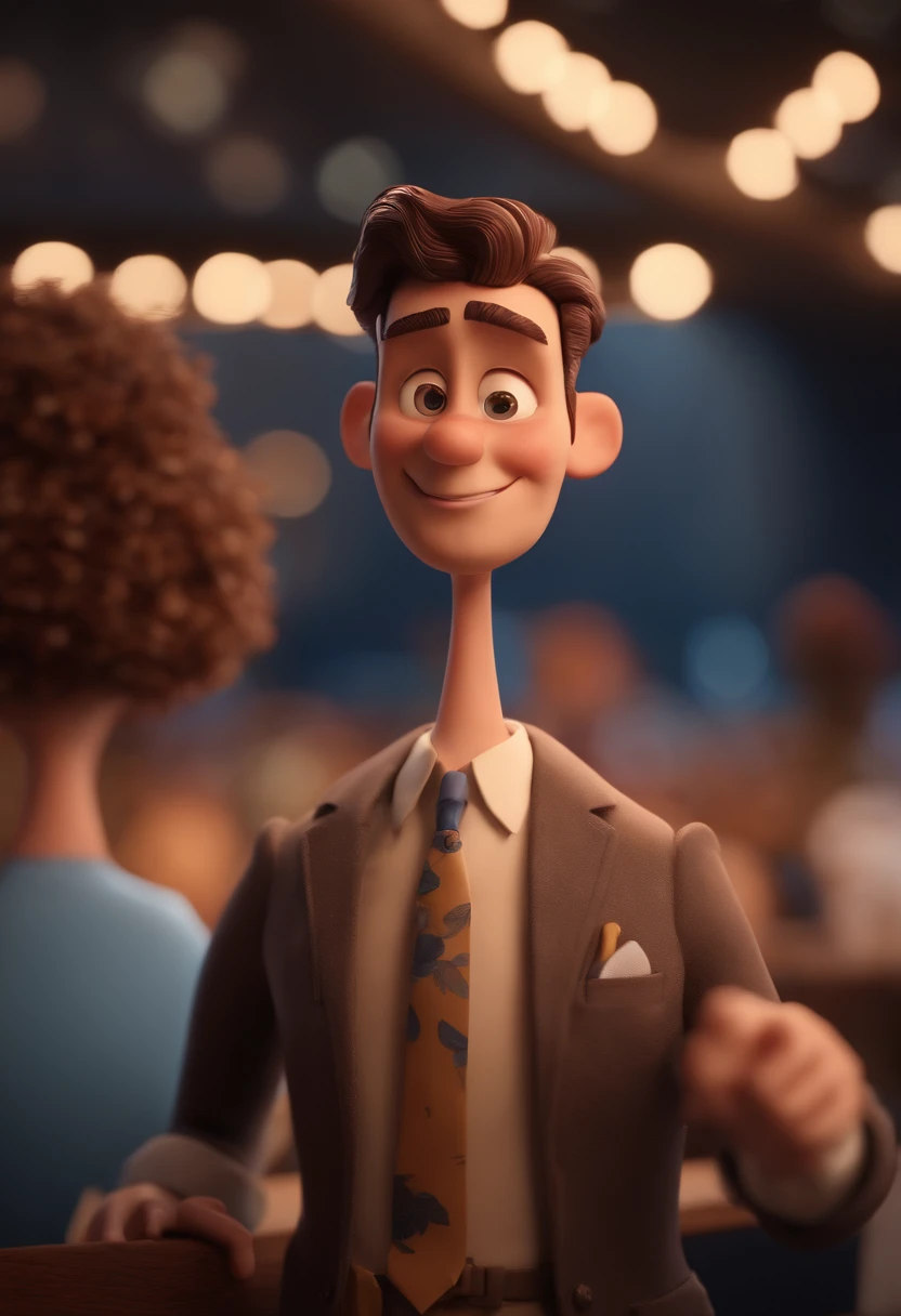 Cartoon character of a man in suit setting watch, animation character, Caractere estilizado, animation style rendering, 3D estilizado, Arnold Maya render, 3 d render stylized, toon render keyshot, Personagem 3D, Personagem 3D, 3d rendering stylized, 3 d character render, personagem de desenho animado, Personagem de close up, Pose de personagem, (Estilo Pixar) (master part:1.2) (Bokeh) (melhor qualidade) (pele detalhada) (textura detalhada) (8k) (argila) (Cinematic lighting) (foco nítido