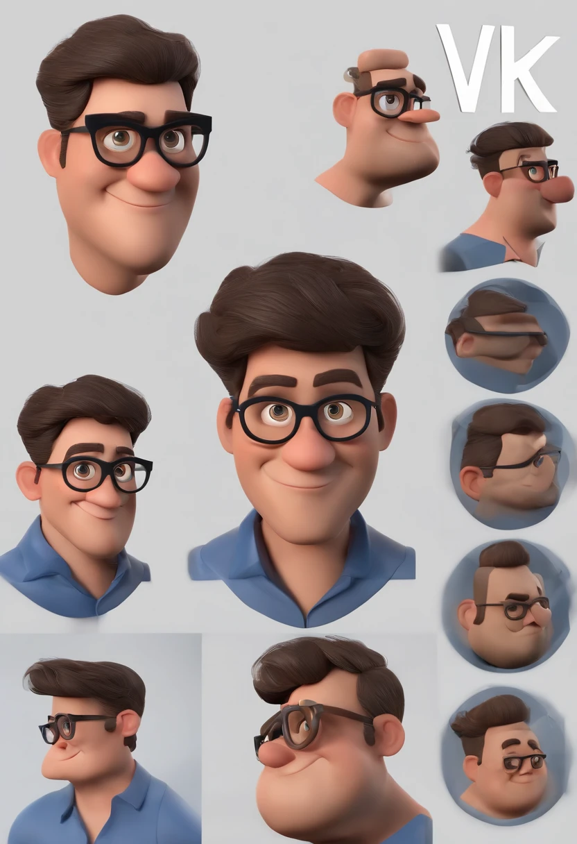 Cartoon character of a man wearing black glasses and a blue shirt, um personagem animado, Caractere estilizado, animation style rendering, 3D estilizado, Arnold Maya render, 3 d render stylized, toon render keyshot, Personagem 3D, Personagem 3D, 3d rendering stylized, 3 d character render, personagem de desenho animado, Personagem de close up, Pose de personagem, (Estilo Pixar) (master part:1.2) (Bokeh) (best quality) (pele detalhada) (textura detalhada) (8k) (argila) (Cinematic lighting) (foco nítido,Senta e vaza a parte superior do corpo