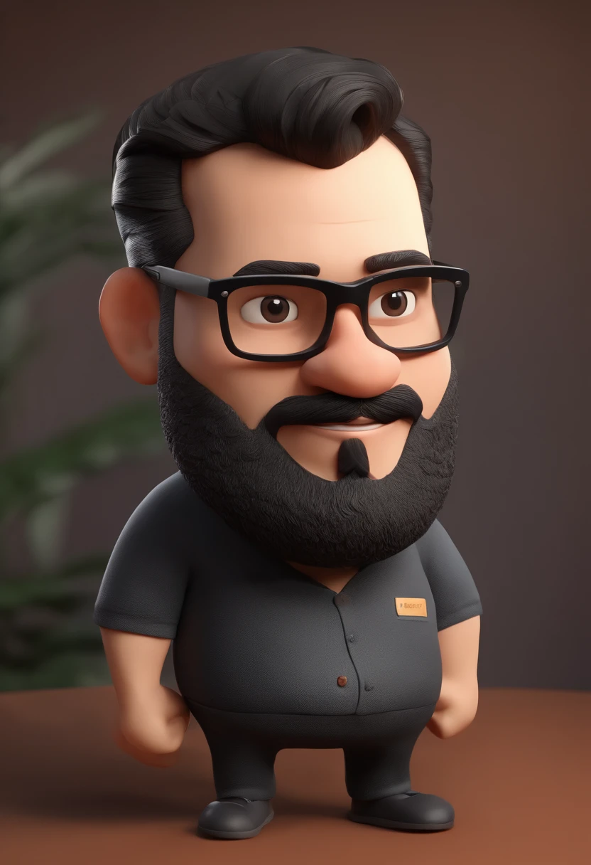 Cartoon character of a man with black glasses and a black polo shirt, cabelo liso, With beard and old school tattoo on his arm, animation character, Caractere estilizado, animation style rendering, 3D estilizado, Arnold Maya render, 3 d render stylized, toon render keyshot, Personagem 3D, Personagem 3D, 3d rendering stylized, 3 d character render, personagem de desenho animado, Personagem de close up, Pose de personagem, (Estilo Pixar) (master part:1.2) (Bokeh) (best quality) (pele detalhada) (textura detalhada) (8k) (argila) (Cinematic lighting) (foco nítido