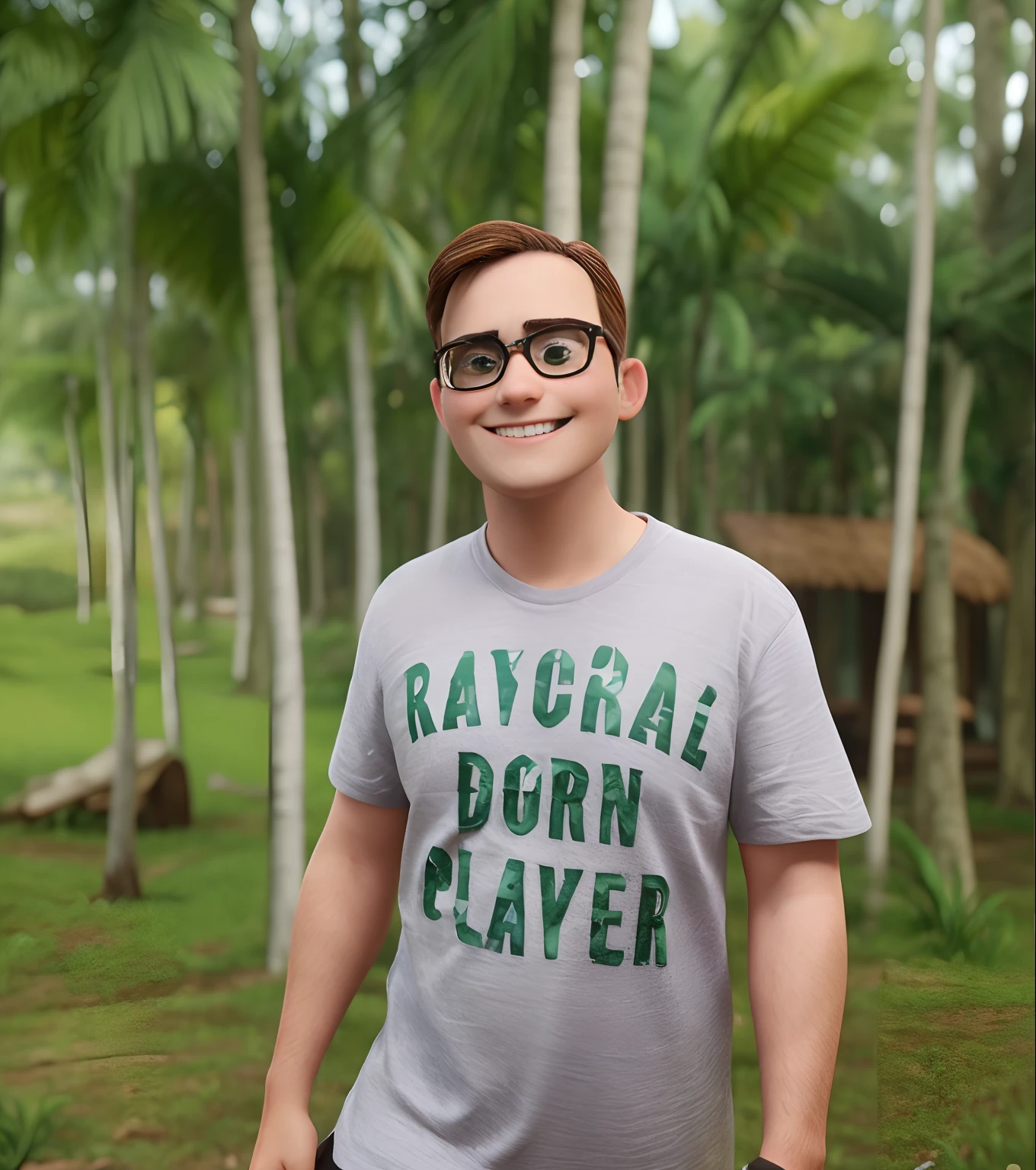 Uma Disney 3D/Cartaz do filme Pixar. No cartaz deve estar escrito 'Guilherme'.Um homem branco de 29 anos, de olhos verdes e rosto redondo, brown hair. He has a European appearance and wears round glasses. Her smile is captivating and welcoming. He is a LAWYER, vestido com um terno preto, Drinking Starbucks coffee in a park.