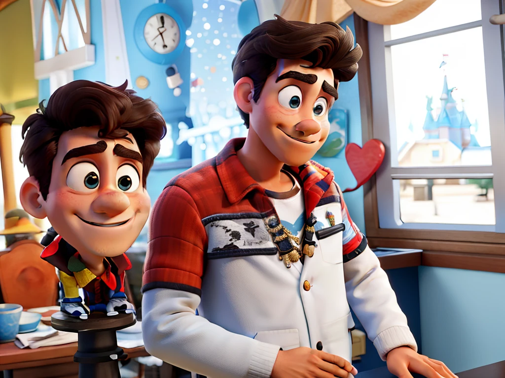 tmasterpiece,a melhor qualidade,Um homem com olhos,head shoot,estilo disney,Standing in the park,Muitos detalhes no rosto