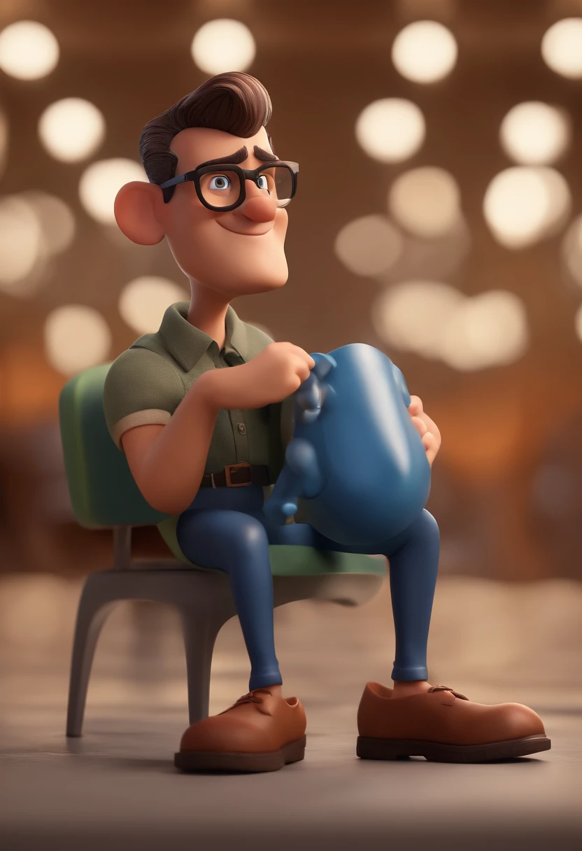 Cartoon character of a man with black glasses and a blue shirt, animation character, Caractere estilizado, animation style rendering, 3D estilizado, Arnold Maya render, 3 d render stylized, toon render keyshot, Personagem 3D, Personagem 3D, 3d rendering stylized, 3 d character render, personagem de desenho animado, Personagem de close up, Pose de personagem, (Estilo Pixar) (master part:1.2) (Bokeh) (best quality) (pele detalhada) (textura detalhada) (8k) (argila) (Cinematic lighting) (foco nítido