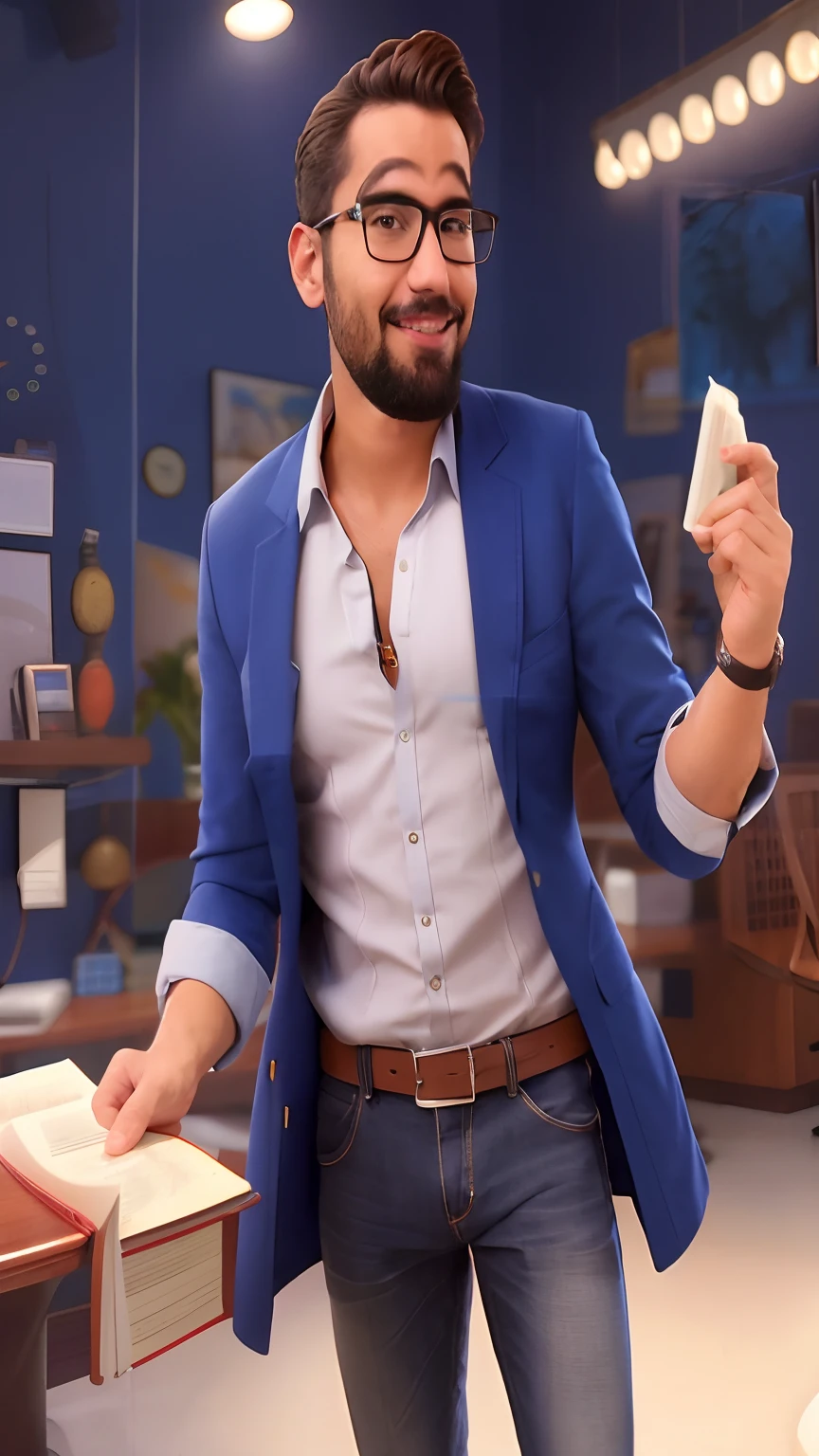 smiling man in glasses sitting in a chair in front of a desk, Henry Alvim Correa, caio santos, andres rios, icaro carvalho, david rios ferreira, frontal picture, daniel mirante, professional profile picture, victor maristane, professional picture, carmelo blandino, luiz escanuela