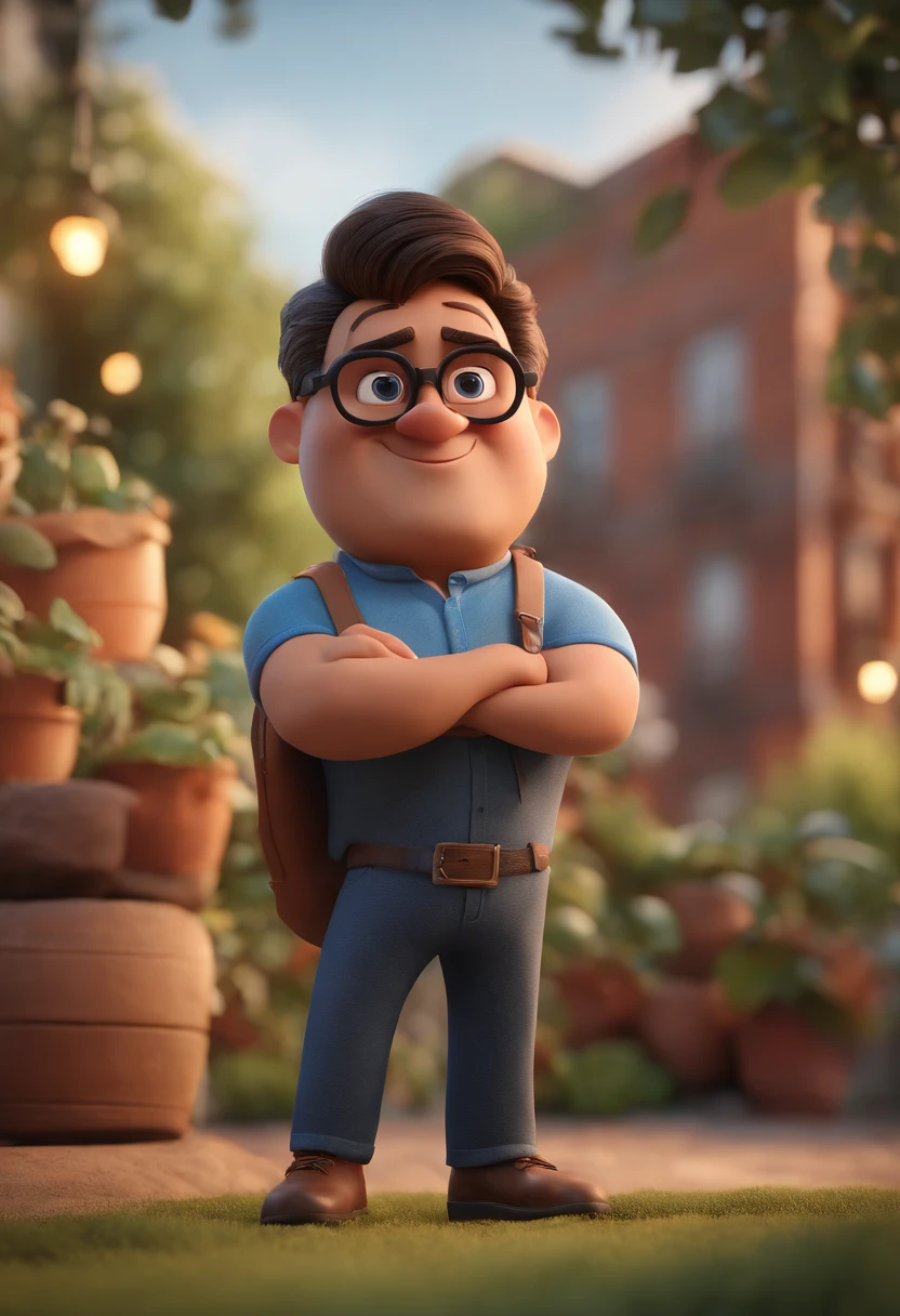 Cartoon character of a man with black glasses and a blue shirt, animation character, Caractere estilizado, animation style rendering, 3D estilizado, Arnold Maya render, 3 d render stylized, toon render keyshot, Personagem 3D, Personagem 3D, 3d rendering stylized, 3 d character render, personagem de desenho animado, Personagem de close up, Pose de personagem, (Estilo Pixar) (master part:1.2) (Bokeh) (best quality) (pele detalhada) (textura detalhada) (8k) (argila) (Cinematic lighting) (foco nítido