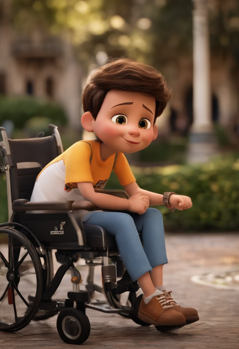 Um profiissional assistente social, Pre-candidate for city council looking at a dream project in the inclusion of people with disabilities inspired by Pixar animation, de perto. The character takes center stage with captivating facial expressions, oferecendo um toque de irrealidade