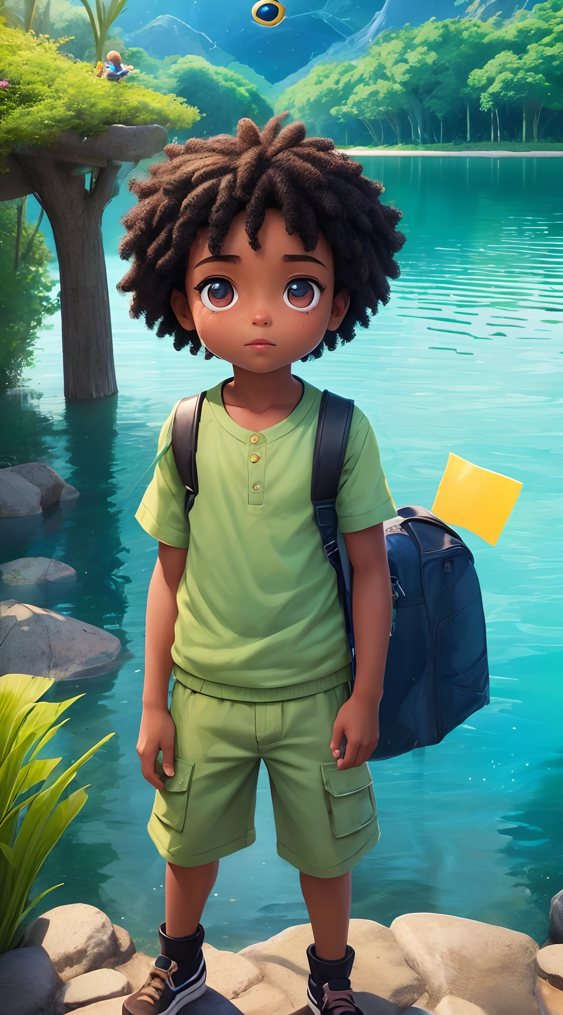 um close up de um personagem de desenho animado com uma mochila e uma mochila, Arte Oficial, animated film, official illustration, arte conceitual do  solteiro, Arnold Maya render, Personagem pequeno. Motor Unreal 5, animation movie still, cinematic full shot, animation style rendering, animation still, arte oficial do personagem, animation movie still, foto de retrato detalhada, animation film, Cena realista