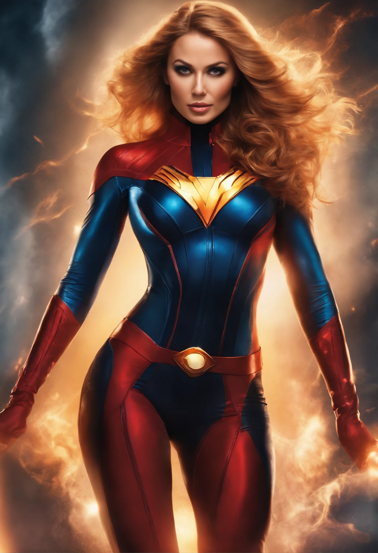 Superheroine wearing tight suit
