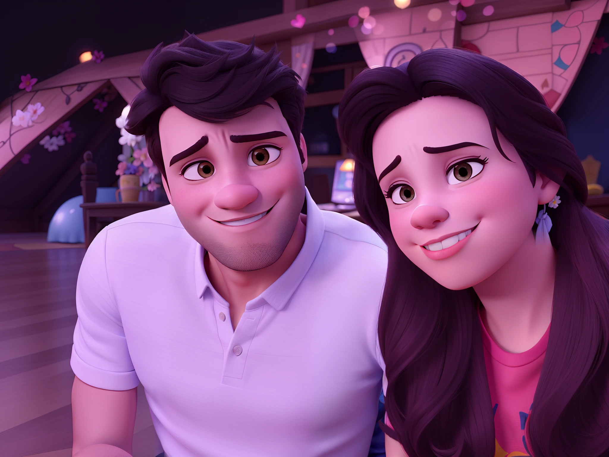 casal homem e mulher no estilo Disney Pixar, alta qualidade, melhor qualidade