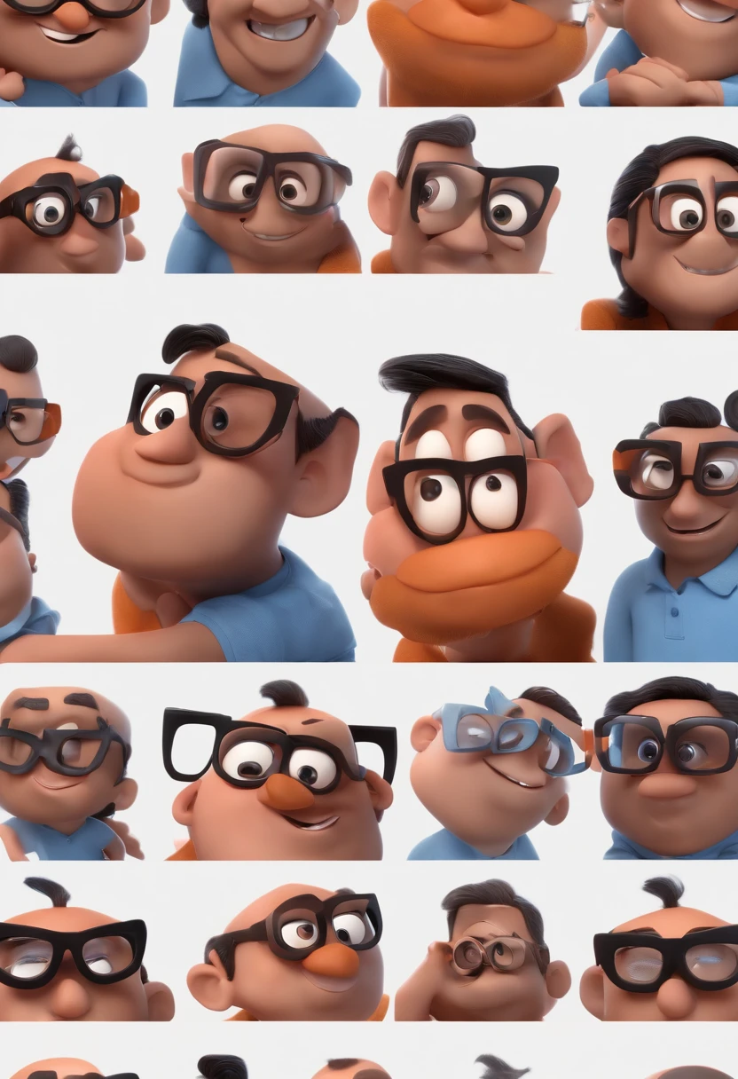 Cartoon character of a man with black glasses and a blue shirt, animation character, Caractere estilizado, animation style rendering, 3D estilizado, Arnold Maya render, 3 d render stylized, toon render keyshot, Personagem 3D, Personagem 3D, 3d rendering stylized, 3 d character render, personagem de desenho animado, Personagem de close up, Pose de personagem, (Estilo Pixar) (master part:1.2) (Bokeh) (best quality) (pele detalhada) (textura detalhada) (8k) (argila) (Cinematic lighting) (foco nítido