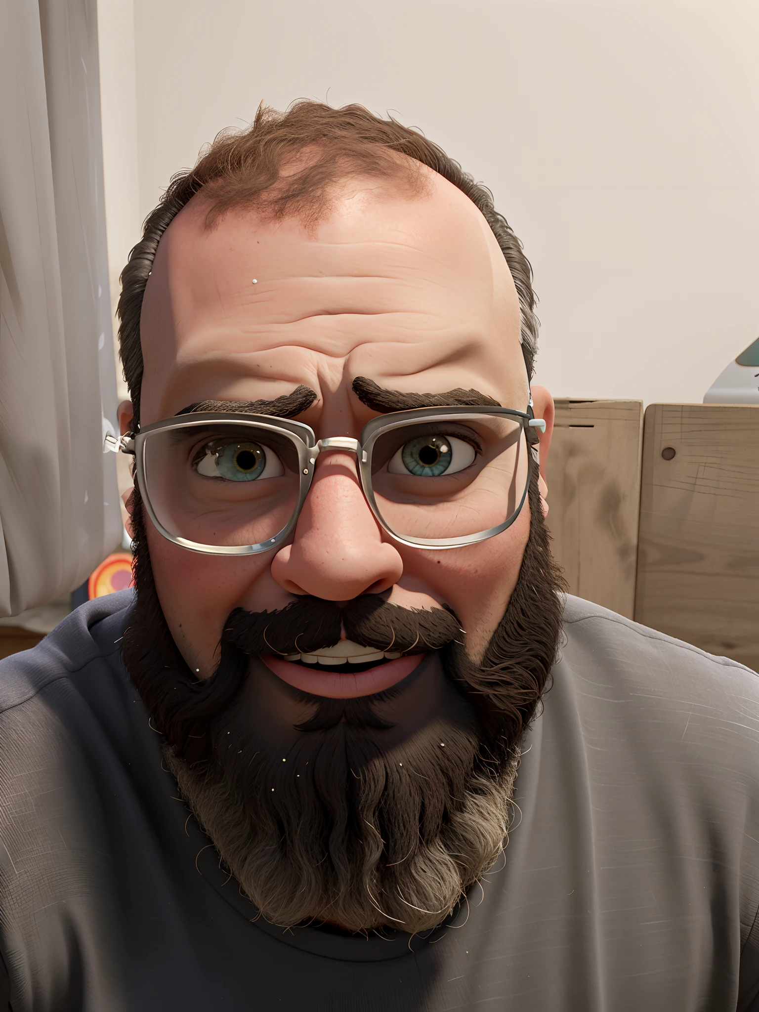 master part, best quality, Retrato do jovem com barba, estilo disney pixar