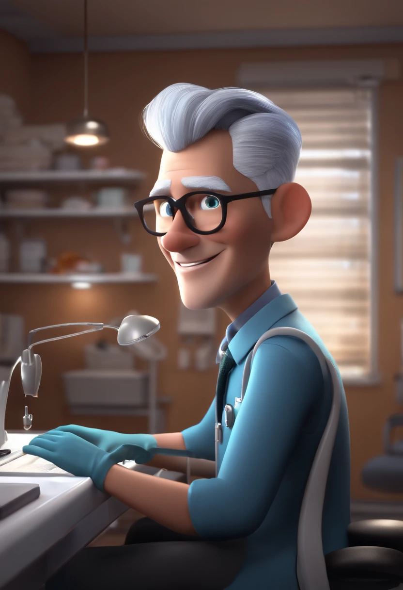 Pixar style avatar... Dentist in office gray hair.. 1.72 …