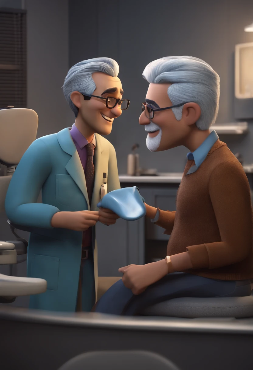 Pixar style avatar... Dentist in office gray hair.. 1.72 …