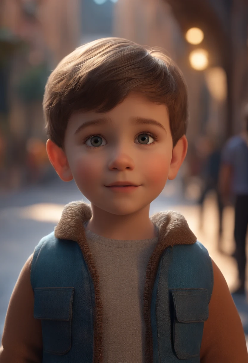 a happy cute standing short hair, vestindo uma fantasia espacial, , fundo branco, barnet, Tom, Estilo Pixar, ....3d, desenhos animados, rosto detalhado, asymmetrical 16k
