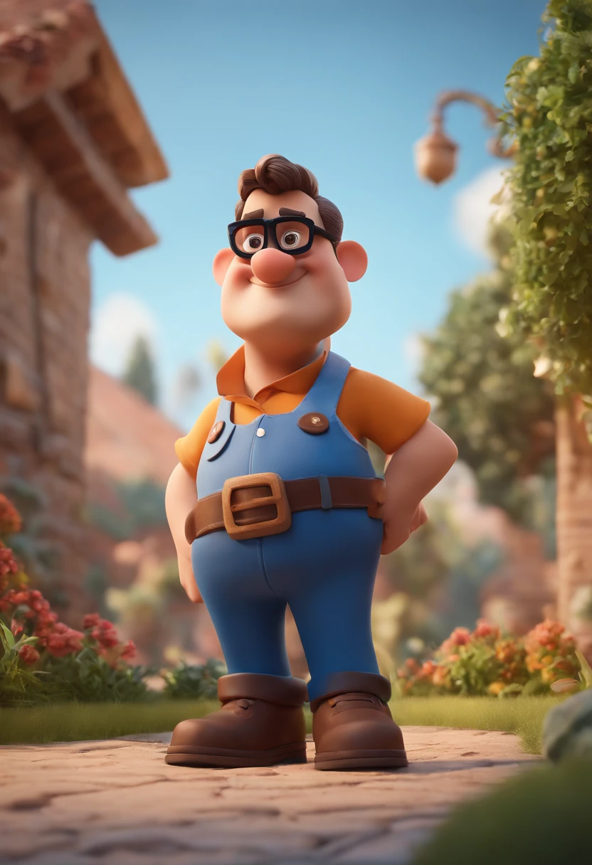 Cartoon character of a man wearing black glasses and a blue shirt, um personagem animado, Caractere estilizado, animation style rendering, 3D estilizado, Arnold Maya render, 3 d render stylized, toon render keyshot, Personagem 3D, Personagem 3D, 3d rendering stylized, 3 d character render, personagem de desenho animado, Personagem de close up, Pose de personagem, (Estilo Pixar) (master part:1.2) (Bokeh) (best quality) (pele detalhada) (textura detalhada) (8k) (argila) (Cinematic lighting) (foco nítido,Senta e vaza a parte superior do corpo