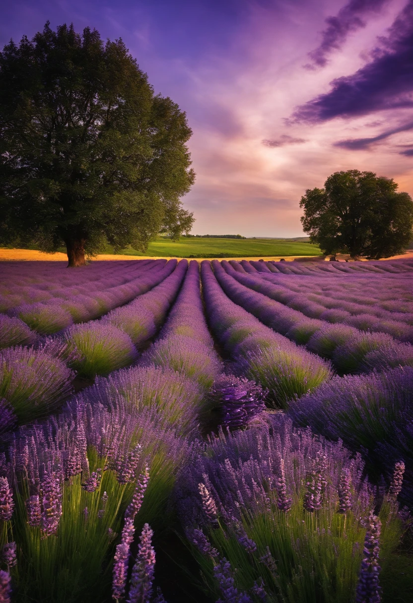 Purple lavender，Fields bloom，Sky geese fly