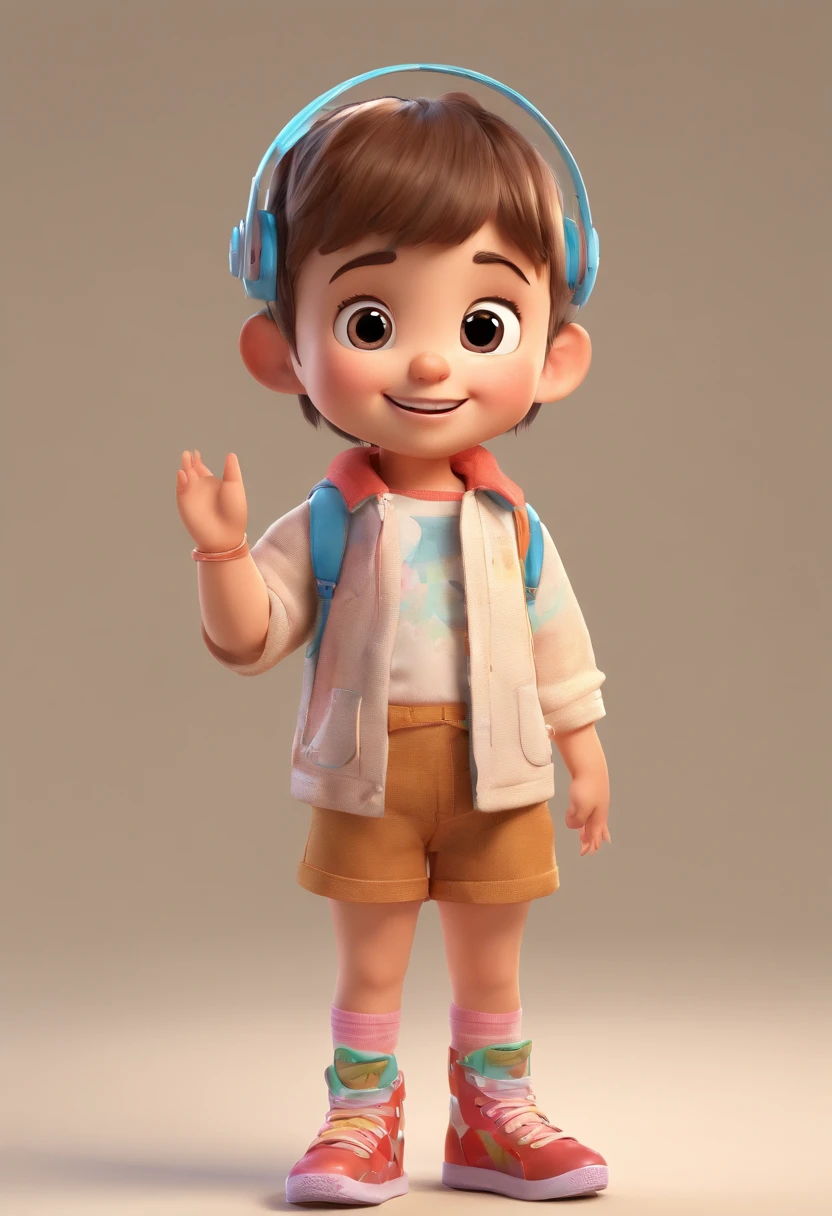 a happy cute standing short hair, vestindo uma fantasia espacial, , fundo branco, barnet, Tom, Estilo Pixar, ....3d, desenhos animados, rosto detalhado, asymmetrical 16k