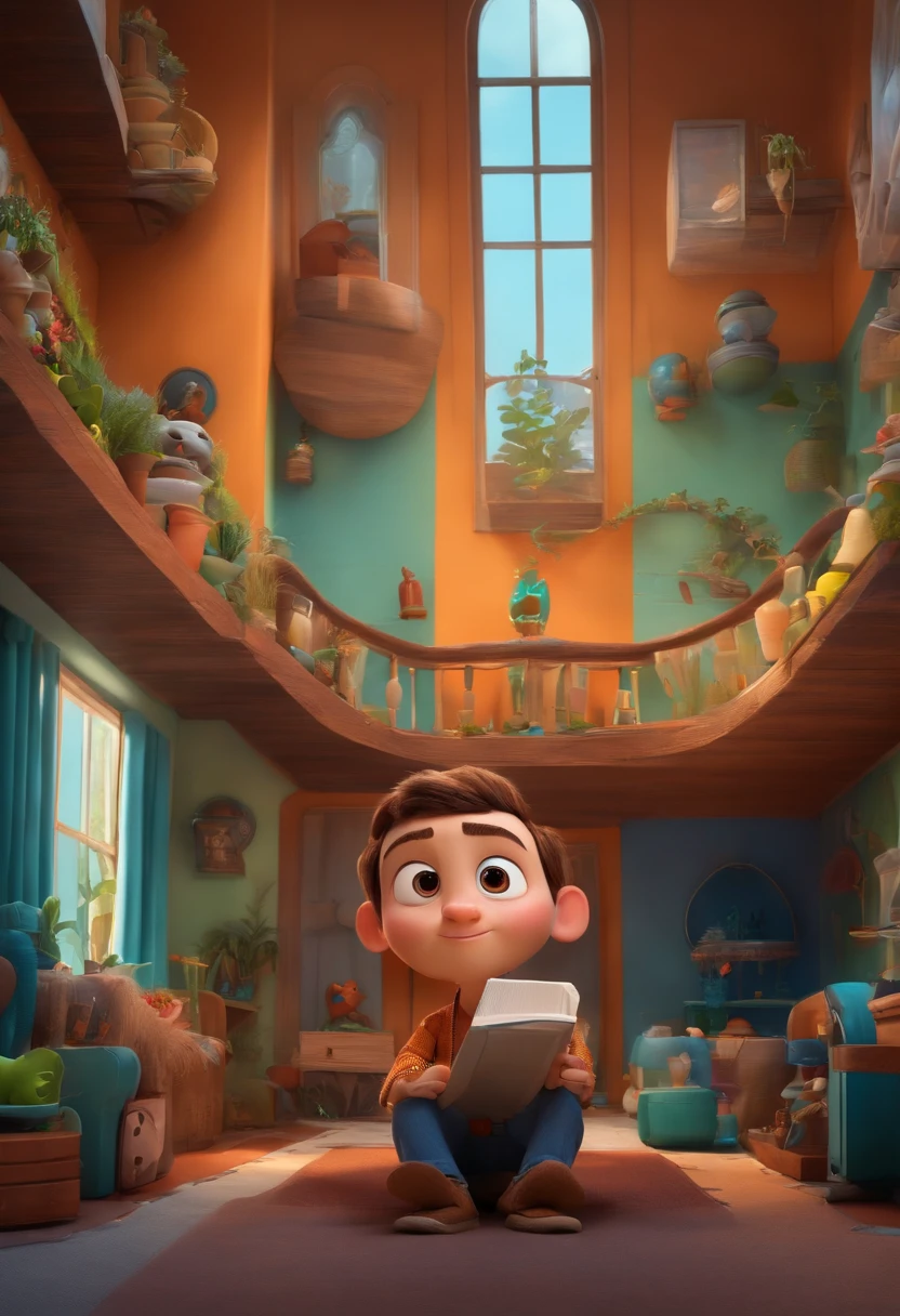 Um arquiteto de sonhos futurista, mas realista, inspired by Pixar animation, de perto. The character takes center stage with captivating facial expressions, oferecendo um toque de irrealidade.