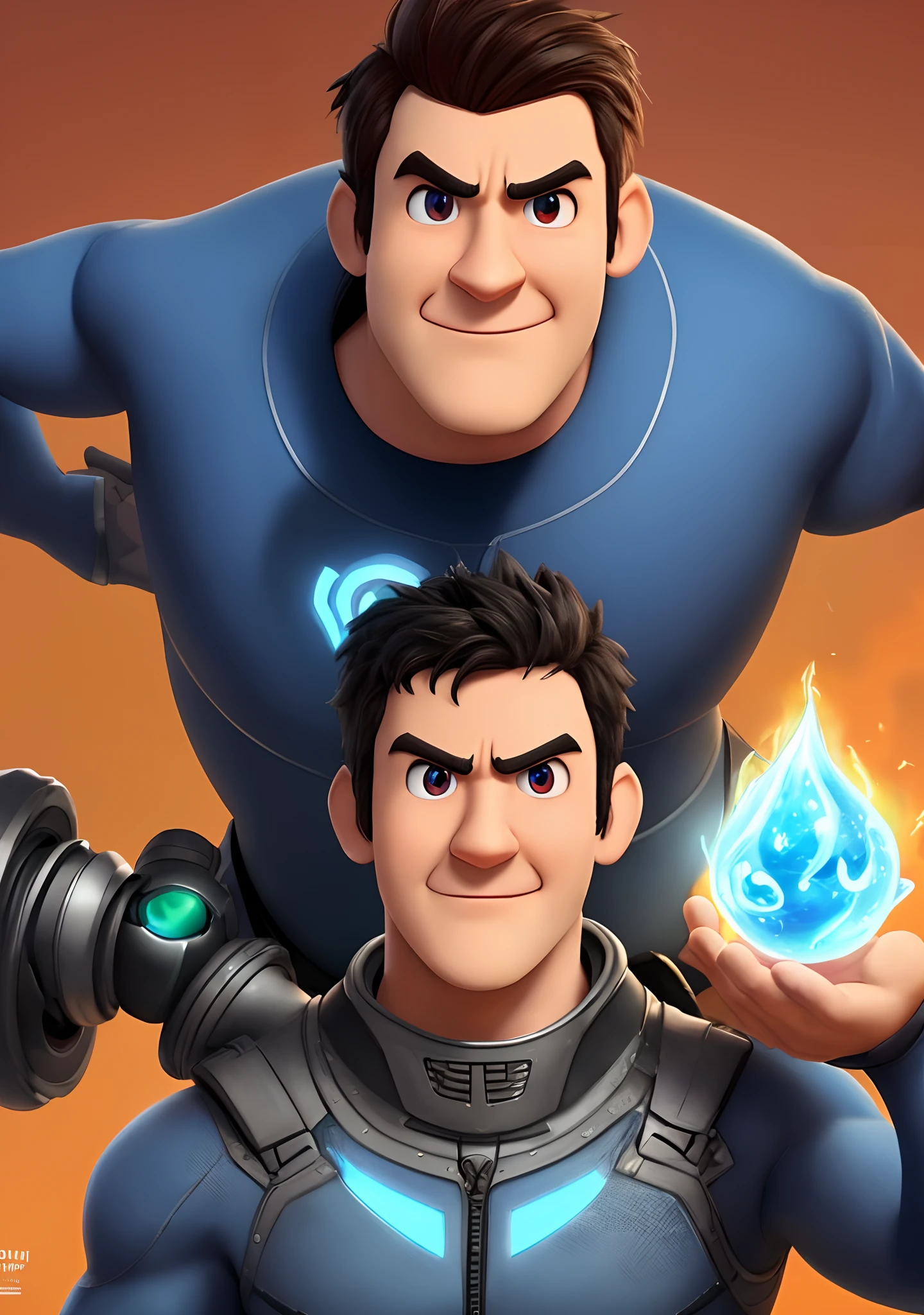 Crie um elemento masculino do filme elemental da pixar