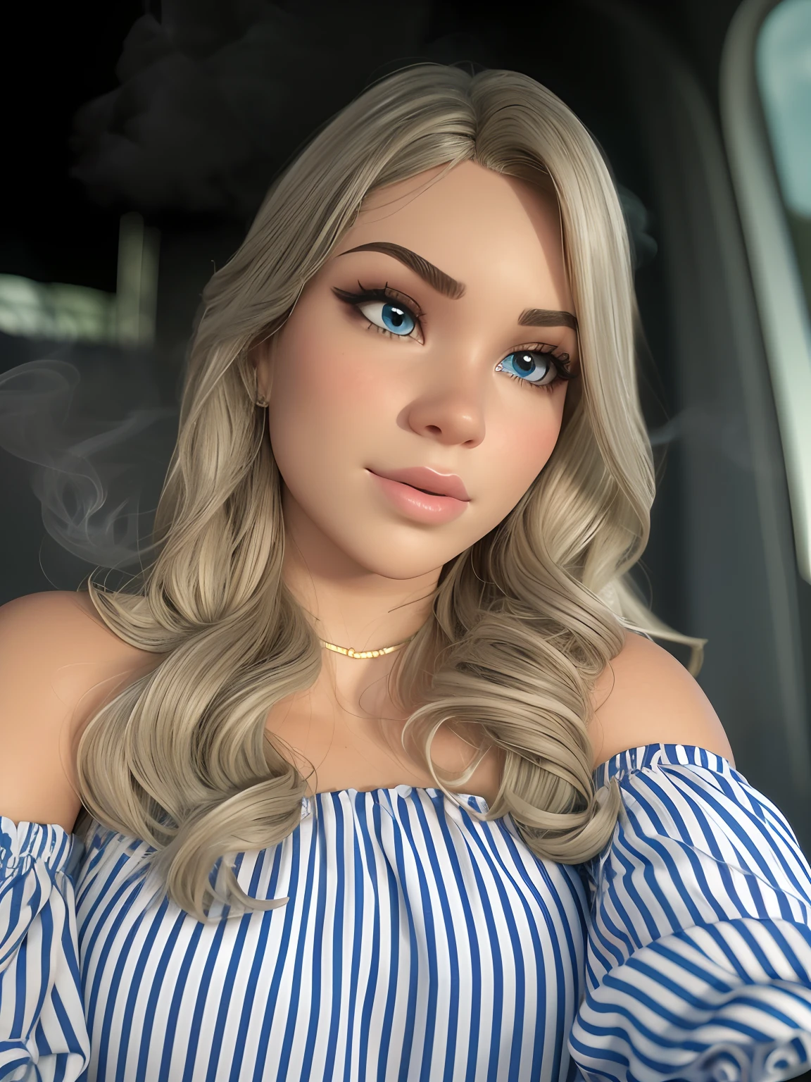 (master part),((Alta qualidade d)),(melhor bonito:1.2),(obra de arte de um),((Face estereoscópica 3D)),8k,(Disney),Uma menina com um rosto bonito,Cabelo encaracolado amarelo,blush fraco,Usando um top de renda preto,Fique em um palco moderno,His eyes were focused on the distance,she's a singer,The background is blurry and mysterious,iluminado pela luz,Enchanted expression,artistic design,tridimensional,fotos em close-up,((The side is full of smoke)),