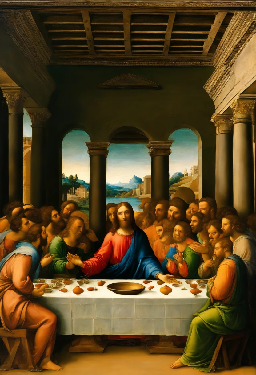 painting of the Holy Supper by Leonardo da vinci with gang man