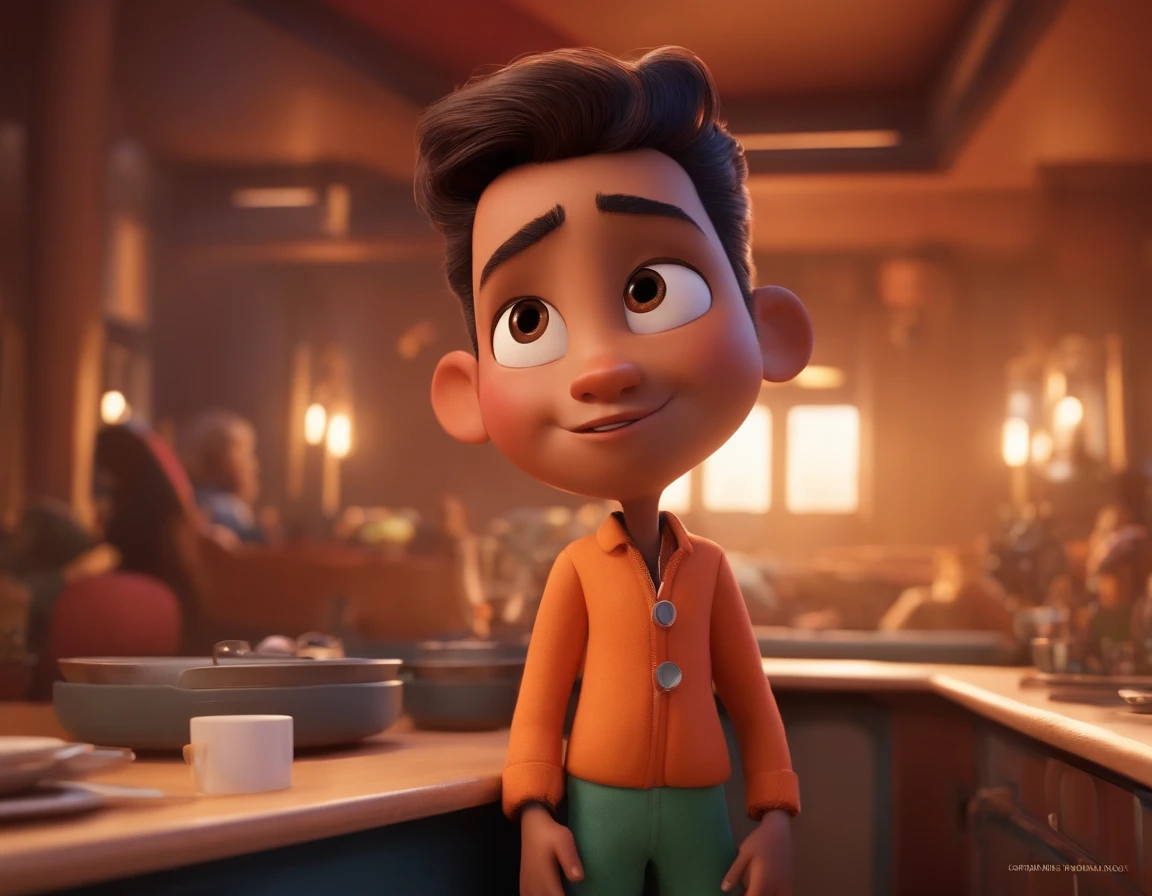 Um arquiteto de sonhos futurista, mas realista, inspired by Pixar animation, de perto. The character takes center stage with captivating facial expressions, oferecendo um toque de irrealidade.