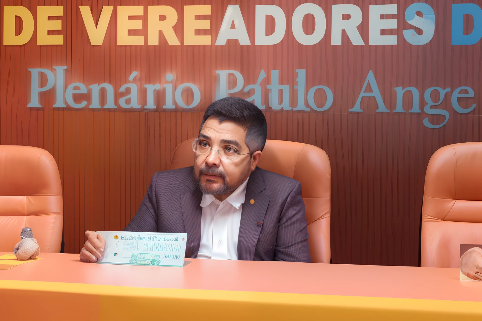 there is a man sitting at a table with a microphone, carmelo blandino, proporcional, heraldo ortega, sao paulo, pablo perdomo, adreas rocha, vlop, daniel mirante, caio santos, gui guimaraes, david rios ferreira, icaro carvalho, images, foto realista, ástor alexander