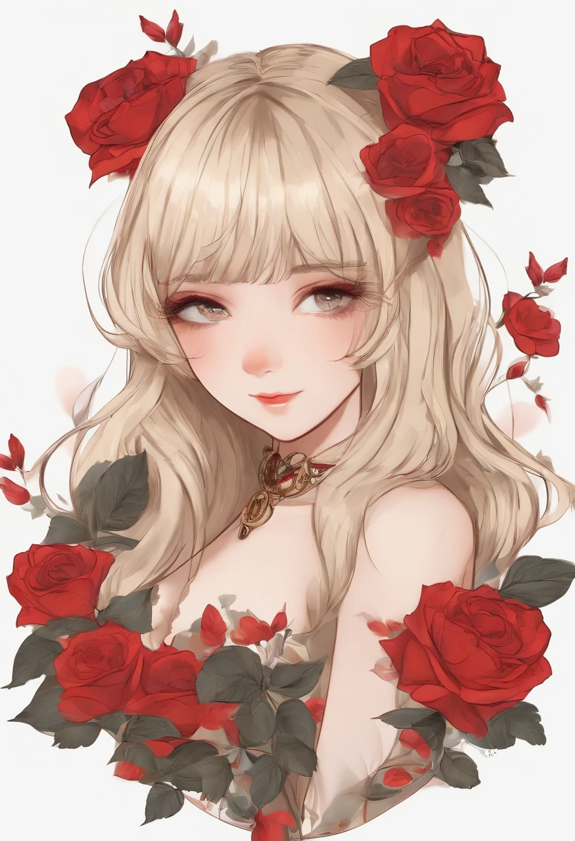 bens, amarelo_Alunos, +_+, preto_Hair, High_rabo-de-cavalo, vermelho_flor_Hair_enfeite, master part, best quality, ultra-detalhado, illustration, sozinho, 1girl