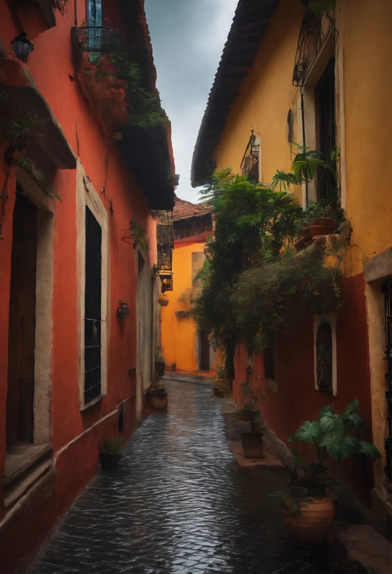 Casa barco chuva mulher gato