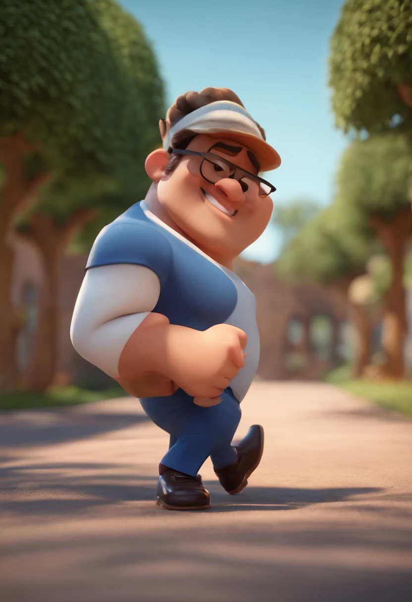Cartoon character of a man wearing black glasses and a blue shirt, um personagem animado, Caractere estilizado, animation style rendering, 3D estilizado, Arnold Maya render, 3 d render stylized, toon render keyshot, Personagem 3D, Personagem 3D, 3d rendering stylized, 3 d character render, personagem de desenho animado, Personagem de close up, Pose de personagem, (Estilo Pixar) (master part:1.2) (Bokeh) (best quality) (pele detalhada) (textura detalhada) (8k) (argila) (Cinematic lighting) (foco nítido,Senta e vaza a parte superior do corpo