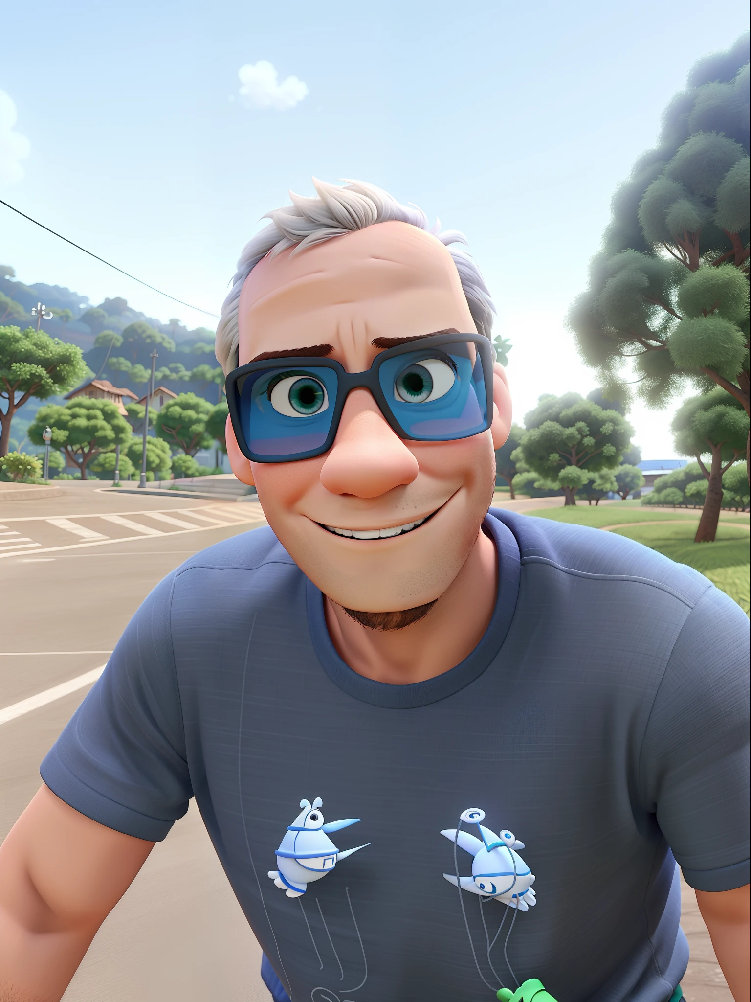 Pai com seus dois filhos estilo pixar, alta qualidade, melhor qualidade