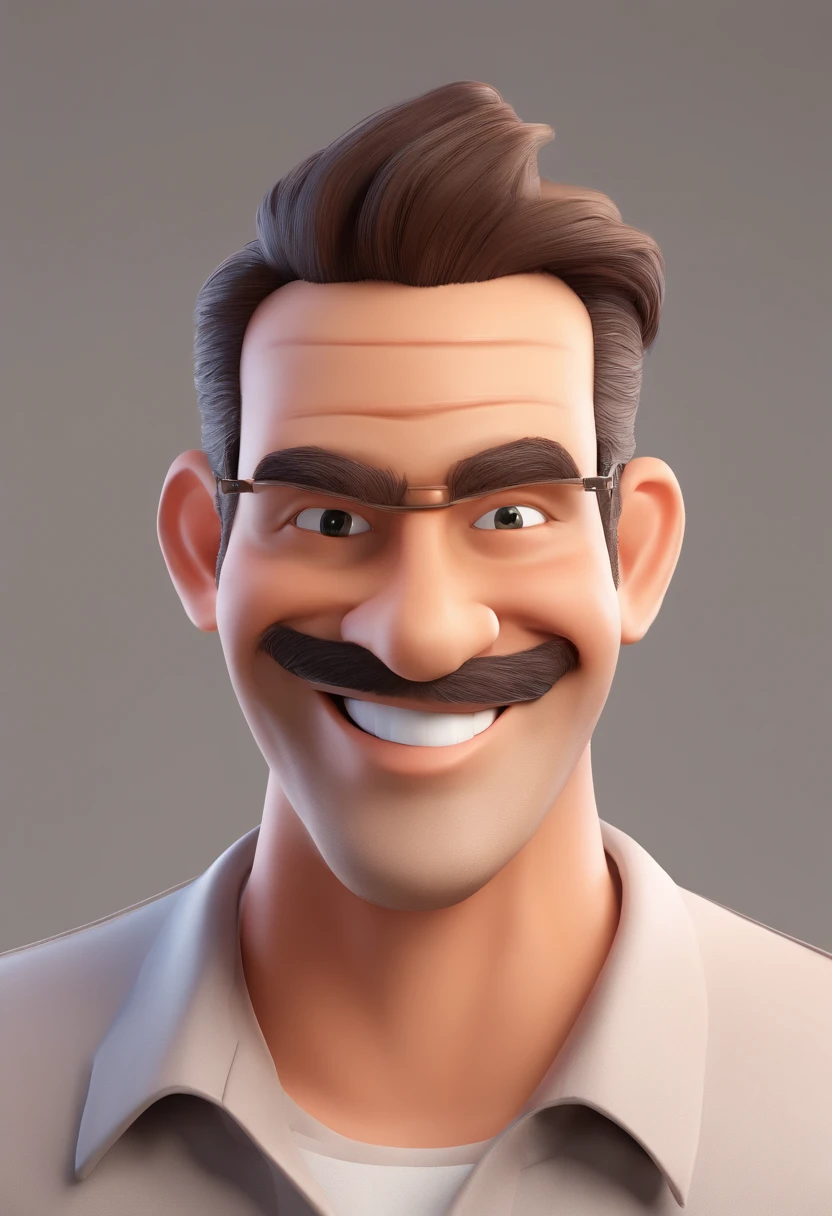 Smiling Man Illustration, sorriso insano, Homem de pele marrom com um sorriso gigante, happily smiling at the camera, sorriso atrevido, he's smiling, sorriso muito grande, Macho sorridente, foto de perfil headshot, rindo sorriso enorme, desenhando no estilo de Arte 3D, c4d, fundo de cor branco puro, estilo disney, estilo pixar render ilustracao Super Detalhe, 8k