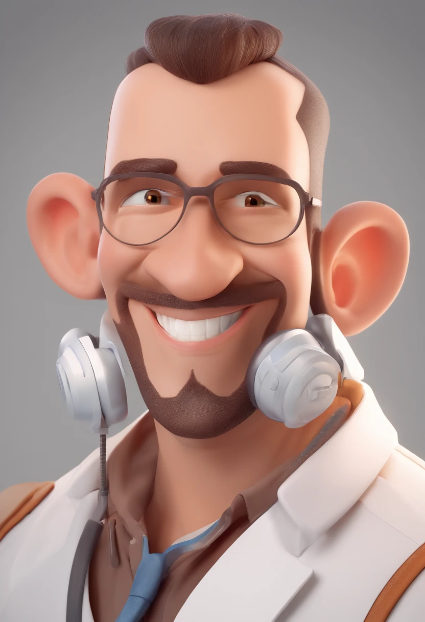 Smiling Man Illustration, sorriso insano, Homem de pele marrom com um sorriso gigante, happily smiling at the camera, sorriso atrevido, he's smiling, sorriso muito grande, Macho sorridente, foto de perfil headshot, rindo sorriso enorme, desenhando no estilo de Arte 3D, c4d, fundo de cor branco puro, estilo disney, estilo pixar render ilustracao Super Detalhe, 8k
