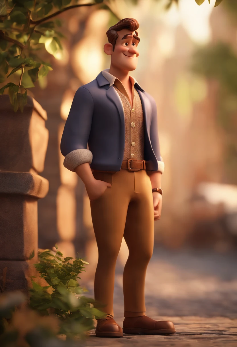 personagem dos desenhos animados de um homem de camisa branca, animation character, Caractere estilizado, animation style rendering, 3D estilizado, Arnold Maya render, 3 d render stylized, toon render keyshot, Personagem 3D, Personagem 3D, 3d rendering stylized, 3 d character render, personagem de desenho animado, Personagem de close up, Pose de personagem, (Estilo Pixar) (master part:1.2) (Bokeh) (best quality) (pele detalhada) (textura detalhada) (8k) (argila) (Cinematic lighting) (foco nítido