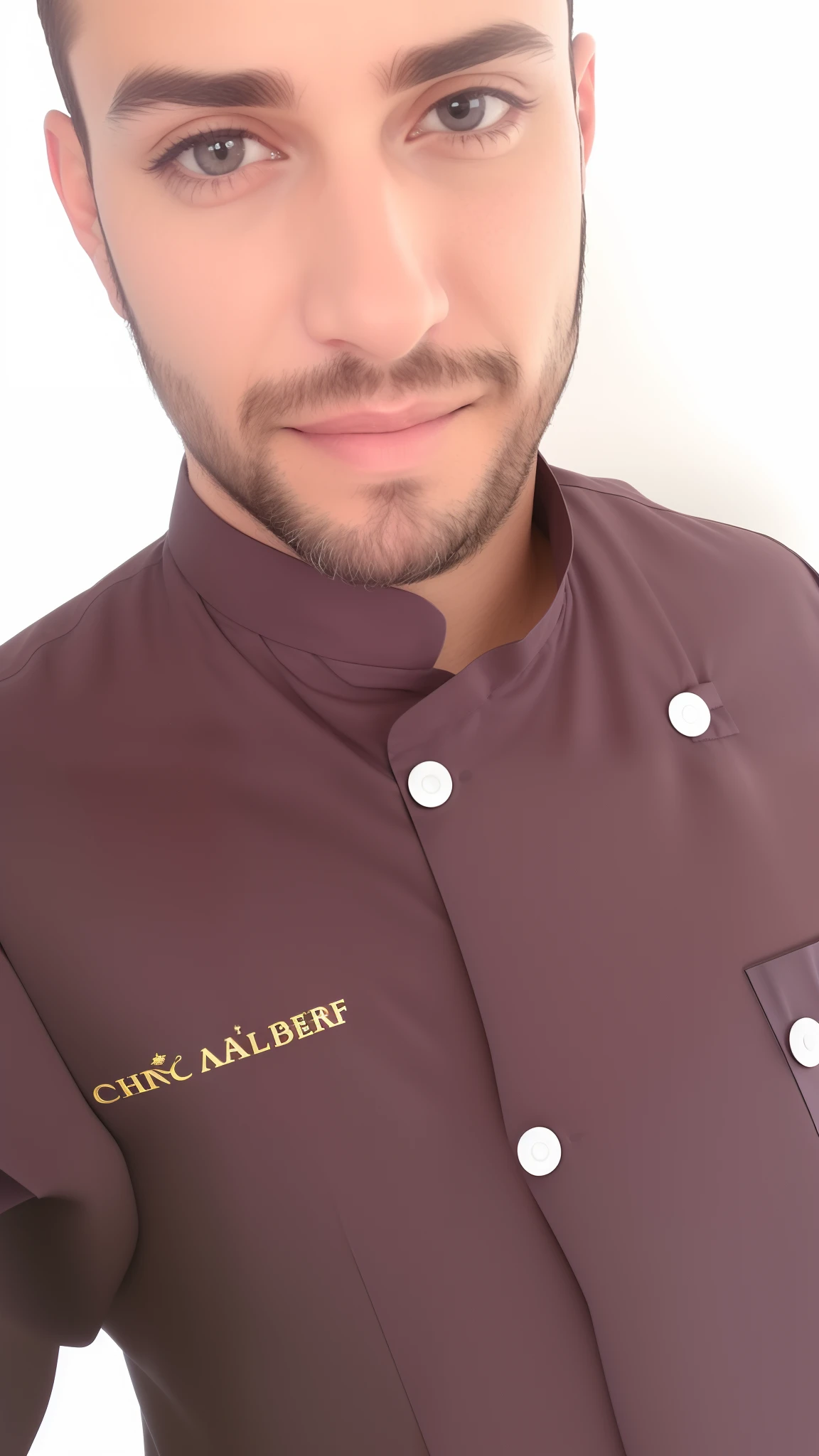 Homem com uniforme de chef posando para foto, melhor chef, Vestindo o uniforme da RR Diner, Foto de perfil, chef feliz, foto do perfil, album photo, vestido como um chef pasteleiro, cooked to perfection, Detalhes adicionais, pronto para comer, inspired by François Bocion, close up foto de retrato, close - foto retrato acima, retrato!!, usando avental