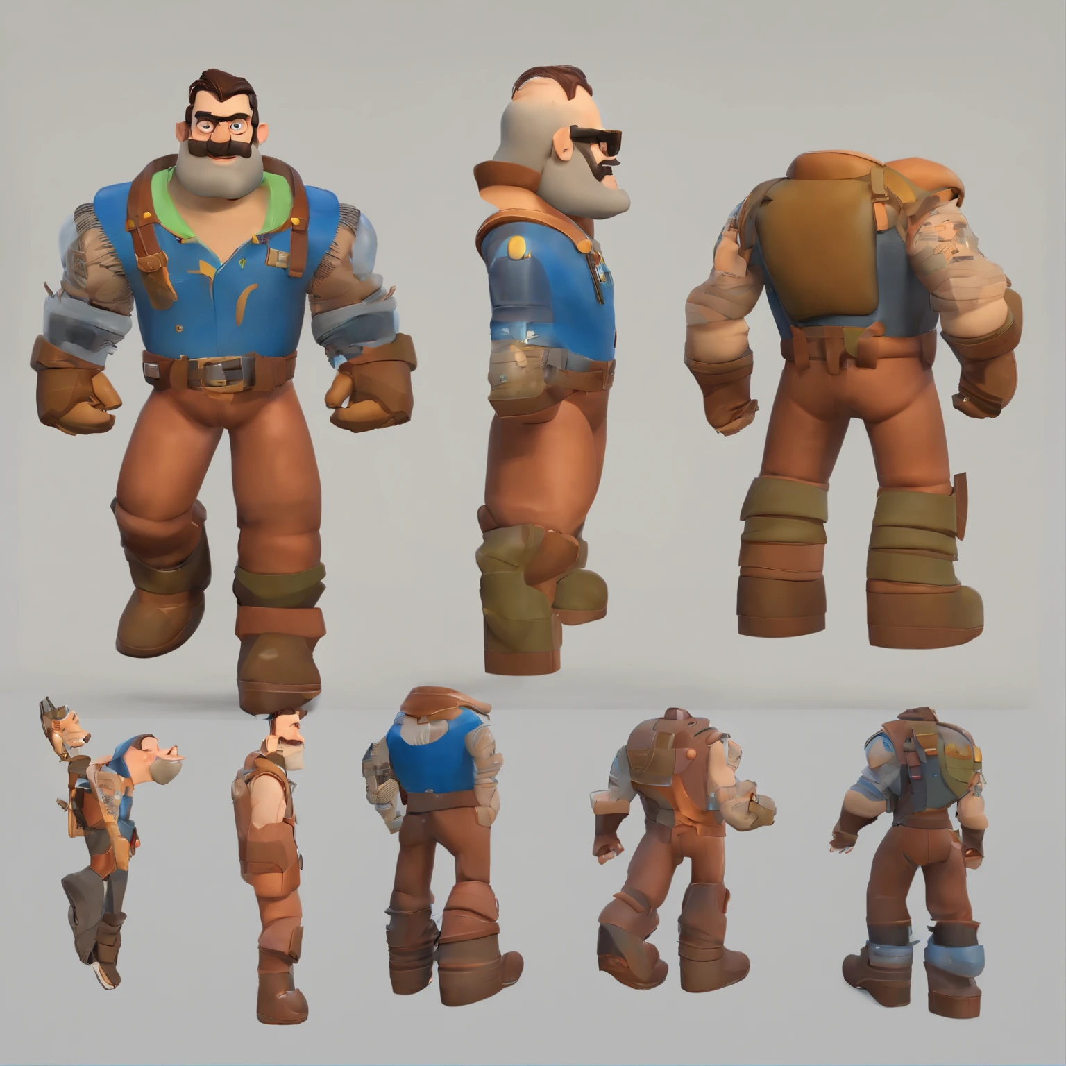 Criar um personagem no estilo Pixar. Trata-se de um homem de 30 anos, com barba, Branco, com cabelos castanhos curtos e um quiff, e olhos castanhos. Ele deve estar na frente de um computador, Trabalhar como designer