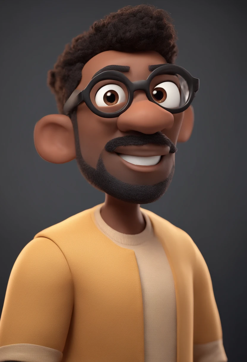 Cartoon character of a man with black glasses and a blue shirt, animation character, Caractere estilizado, animation style rendering, 3D estilizado, Arnold Maya render, 3 d render stylized, toon render keyshot, Personagem 3D, Personagem 3D, 3d rendering stylized, 3 d character render, personagem de desenho animado, Personagem de close up, Pose de personagem,  (Estilo Pixar) (master part:1.2) (Bokeh) (best quality) (pele detalhada) (textura detalhada) (8k) (argila) (Cinematic lighting) (foco nítido