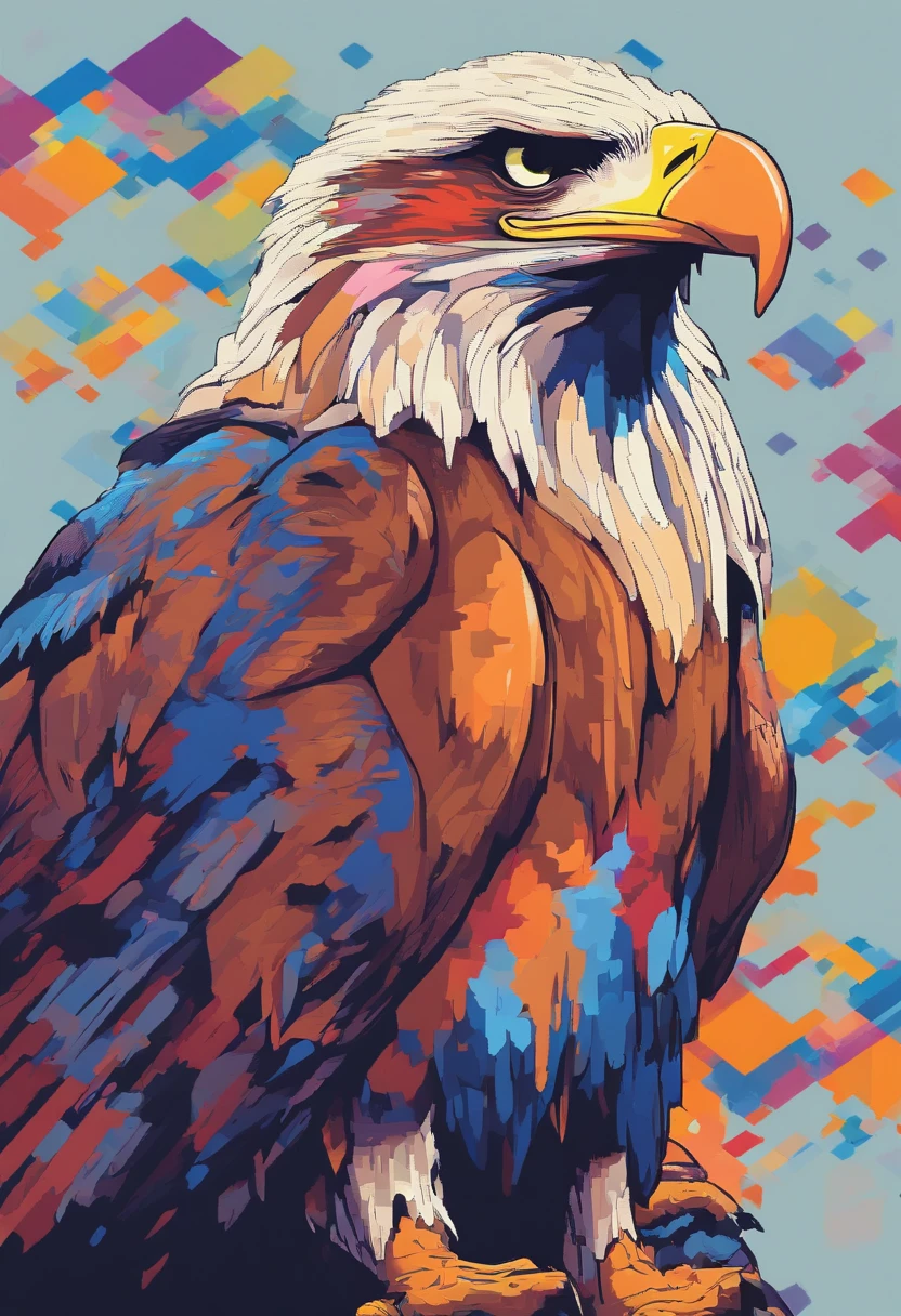 arte splash, An eagle's head, epic instagram, art-station, estilo splash de tinta colorida, contorno, hiperdetalhado intrincadamente detalhado , Motor irreal, genial, detalhes intrincados, tela inicial, cores complementares, arte conceitual de fantasia, 8K resolution, Obra-prima do deviantart, heavy strokes, gotejamento de tinta, artes de salpicos