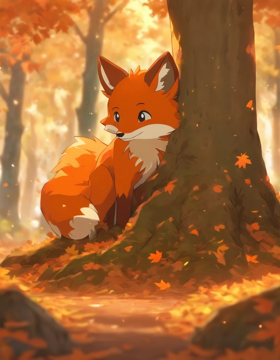 (best quality,4k,8k,A high resolution,master part:1.2),ultra-detalhado,(Realistic,fotorrealista,photo-realistic:1.37),Colorful autumn scenery,Lonely fox,raposa bonito,floresta de outono,Raposa em um manto de folha de bordo,Raposa escondida,tree roots,Dias chuvosos,atmosfera tranquila,maple trees,folhagem de outono,Raposa colorida,folhas verde-escuras e alaranjadas,ambiente tranquilo,natural lighting,gotas de chuva suaves,leaves on the ground,soft mist,O sol cintilante brilha pela floresta,Majestic tree trunk,silent solitude,magical ambiance