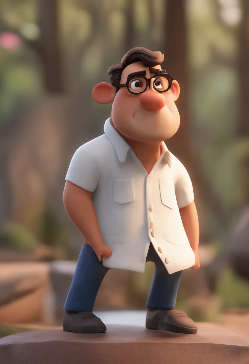 Personaje de dibujos animados de un hombre con gafas negras y una camisa azul, animation character, stylized character, Rendering animation styles, 3D estilizado, Arnold Maya render, 3D render estilizado, Toon renderizar keyshot, Personaje 3D, Personaje 3D, Renderizado 3D estilizado, Renderizado de 3 caracteres D, Personaje de dibujos animados, Personaje de primer plano, Pose del personaje,  (estilo pixar) (Pieza maestra:1.2) (Bokeh) (La mejor calidad) (Piel detallada) (Textura detallada) (8k) (arcilla) (cinematic lighting) (foco nítido