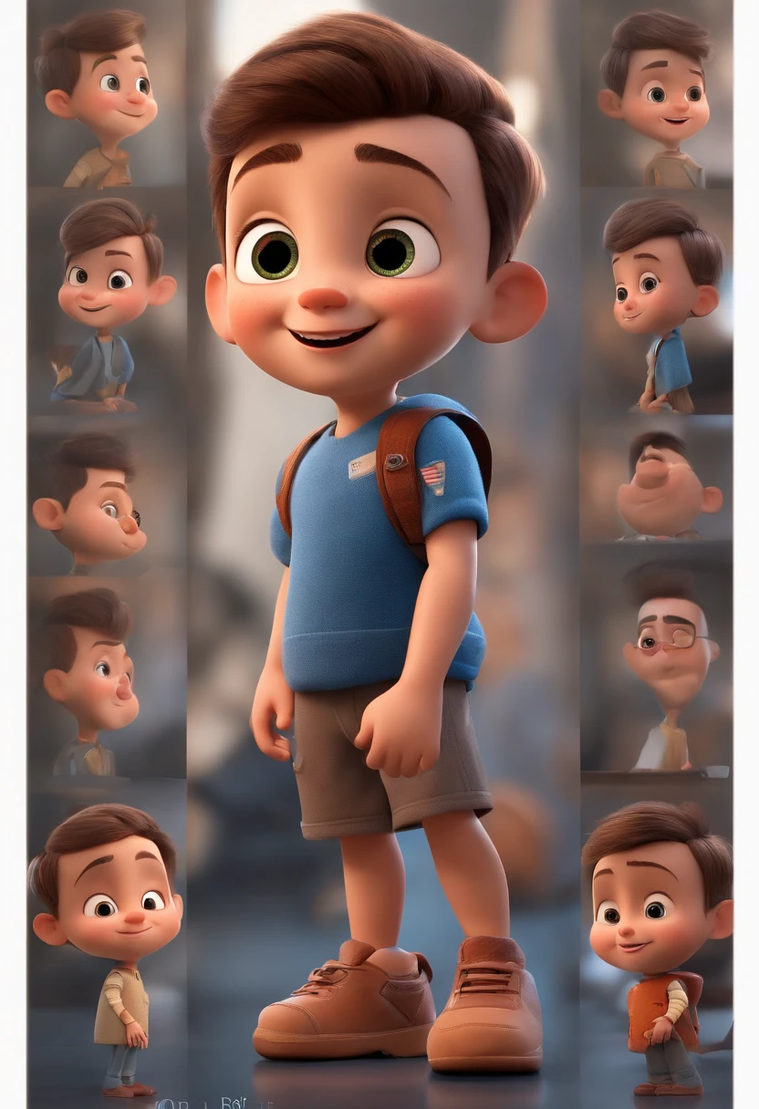 a happy cute standing short hair, vestindo uma fantasia espacial, , fundo branco, barnet, Tom, Estilo Pixar, ....3d, desenhos animados, rosto detalhado, asymmetrical 16k