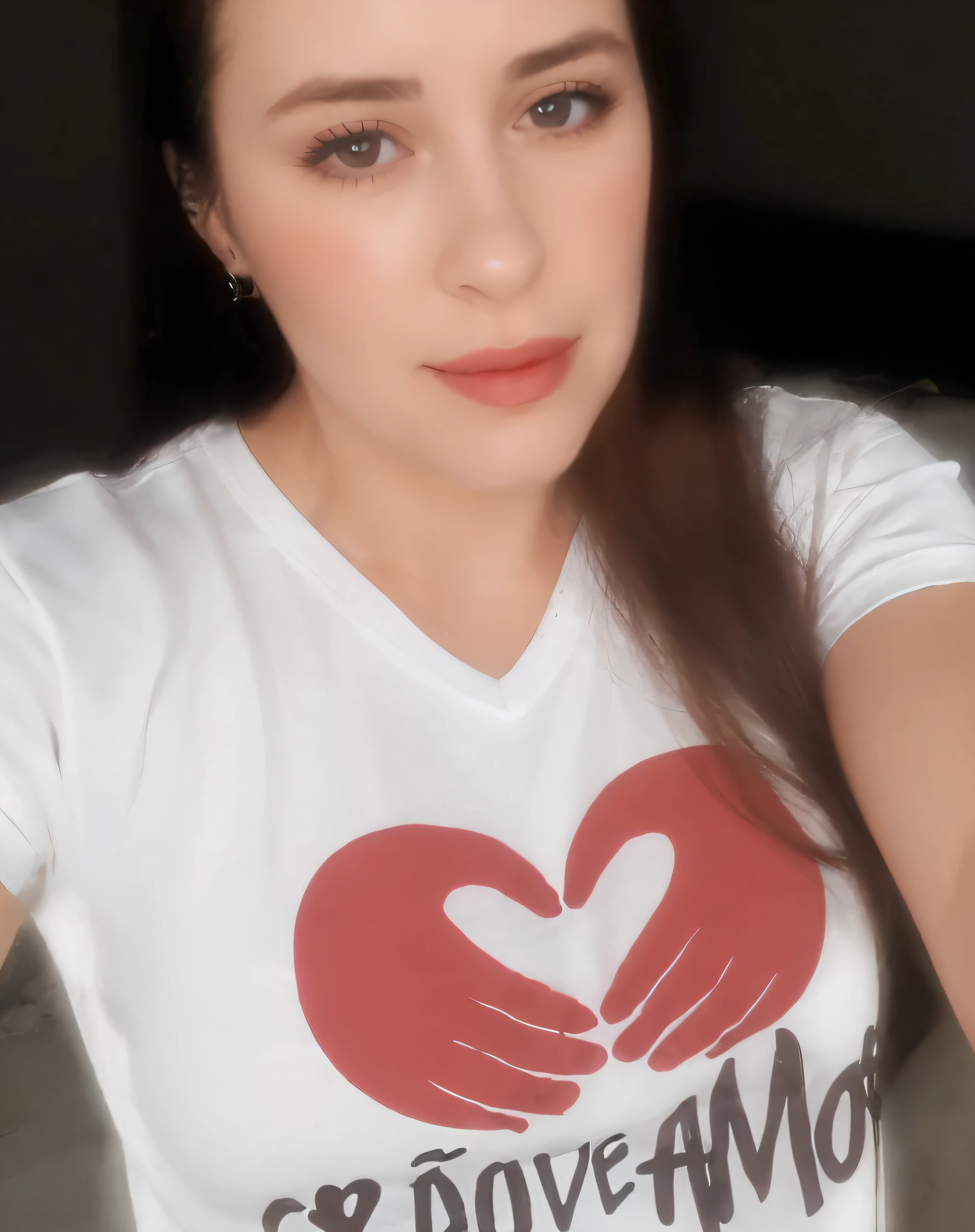 Woman with heart shirt